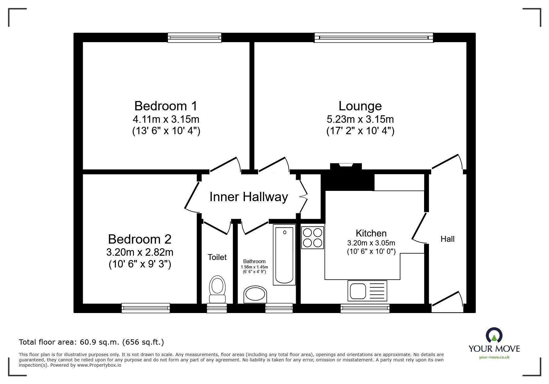 Floorplan of 2 bedroom  Flat for sale, Westacre Crescent, Wolverhampton, West Midlands, WV3