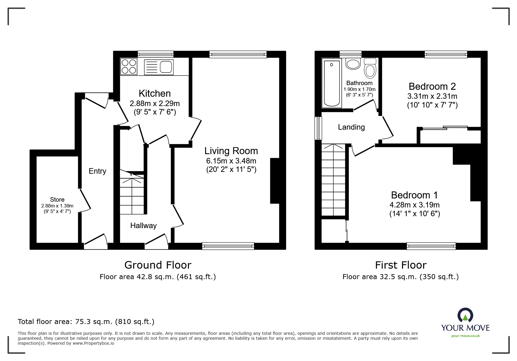 Floorplan of 2 bedroom Semi Detached House to rent, Linthouse Lane, Wolverhampton, West Midlands, WV11