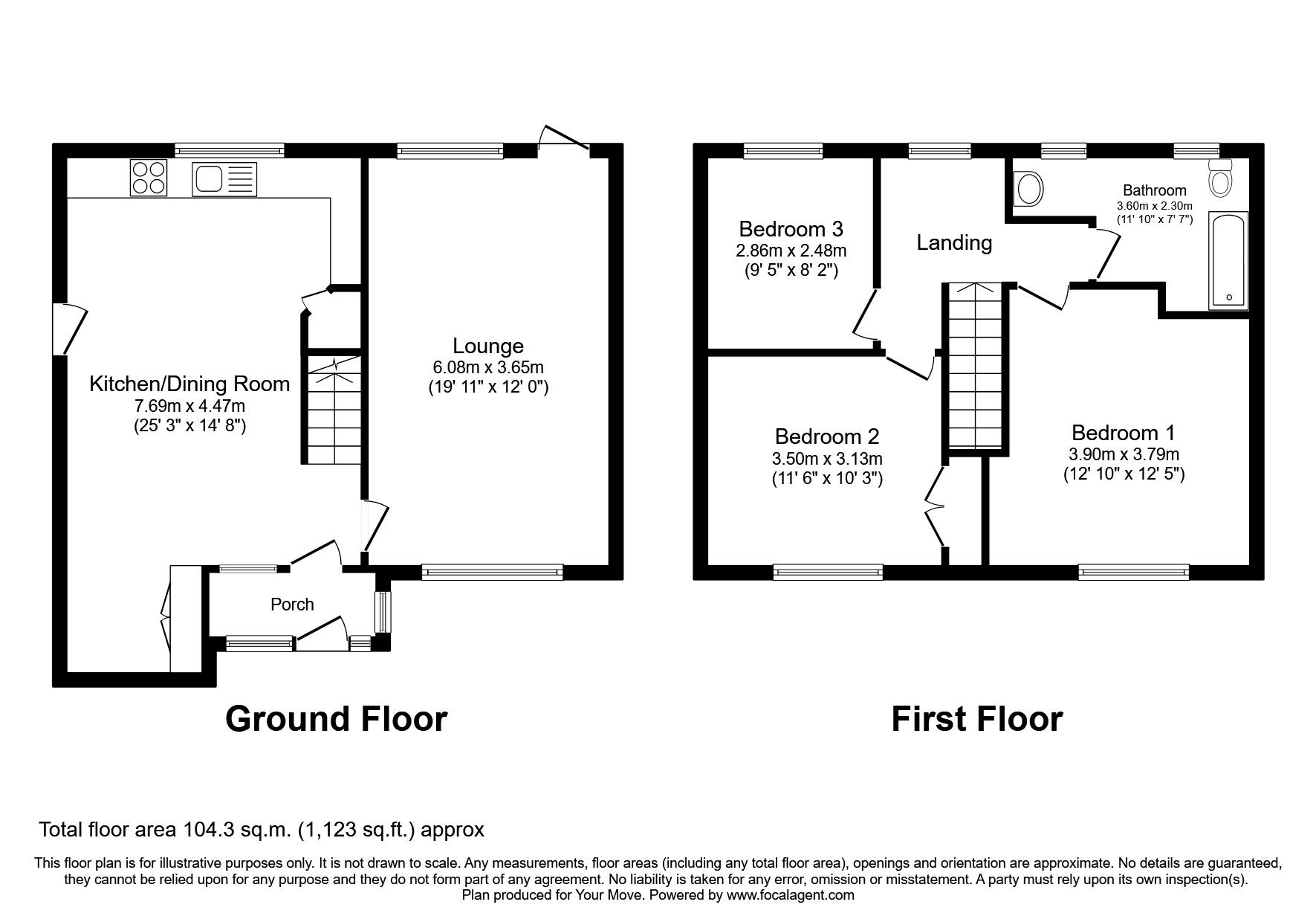 Floorplan of 3 bedroom Semi Detached House to rent, Elizabeth Avenue, Wolverhampton, West Midlands, WV4