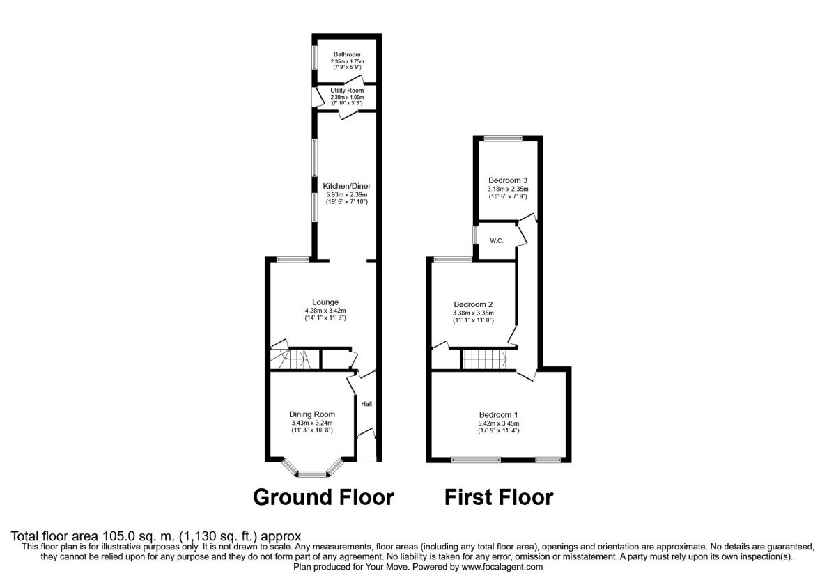 Floorplan of 3 bedroom Mid Terrace House to rent, Wanderers Avenue, Wolverhampton, West Midlands, WV2