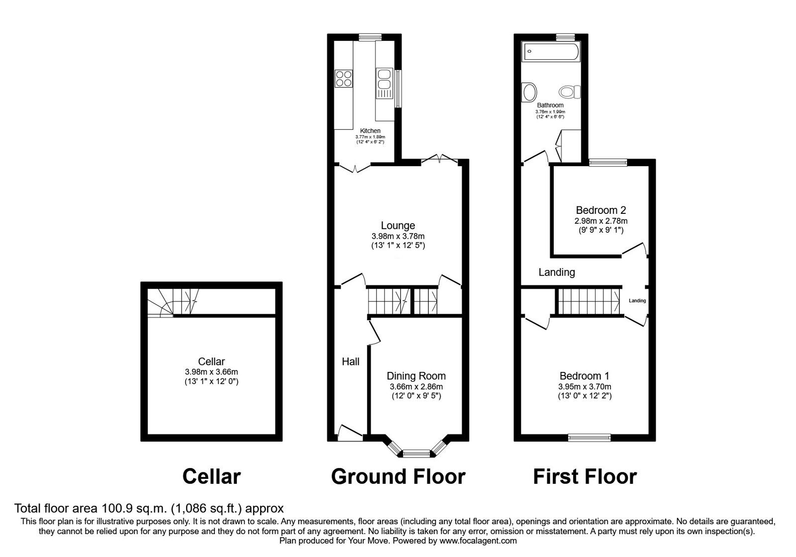 Floorplan of 2 bedroom Mid Terrace House for sale, Haden Hill, Wolverhampton, WV3