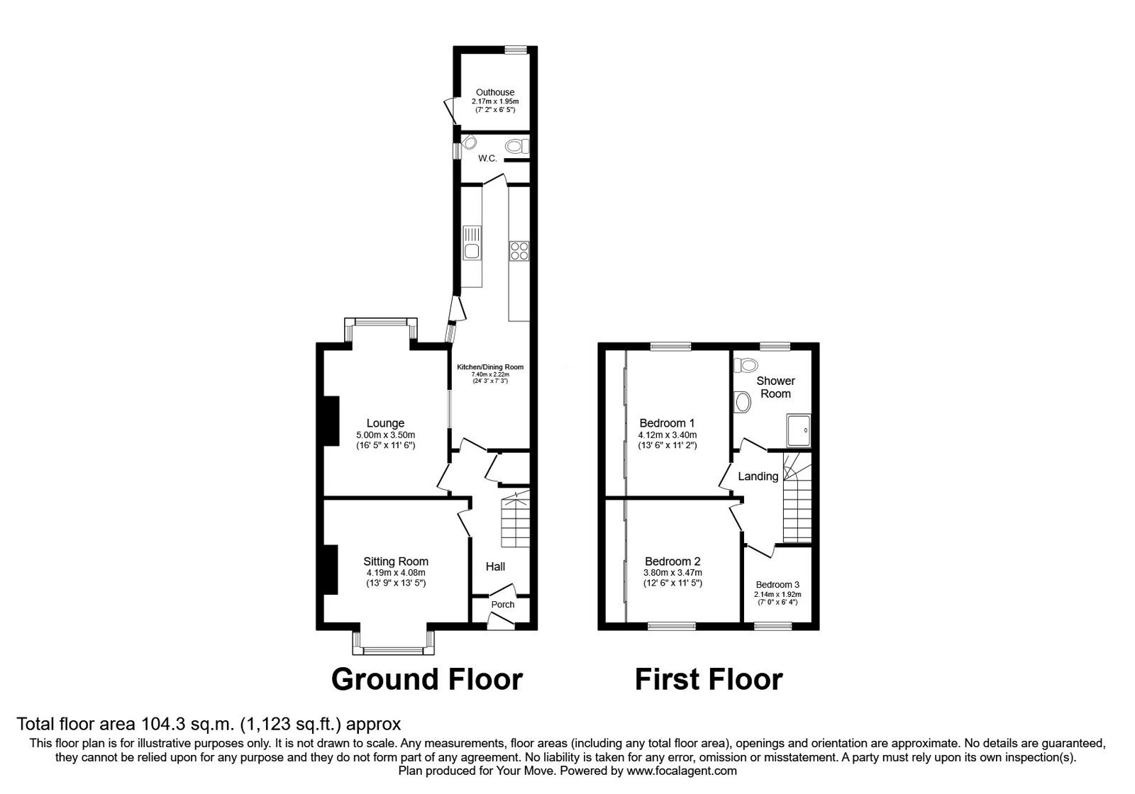 Floorplan of 3 bedroom Mid Terrace House for sale, Victoria Road, Wednesfield, West Midlands, WV11