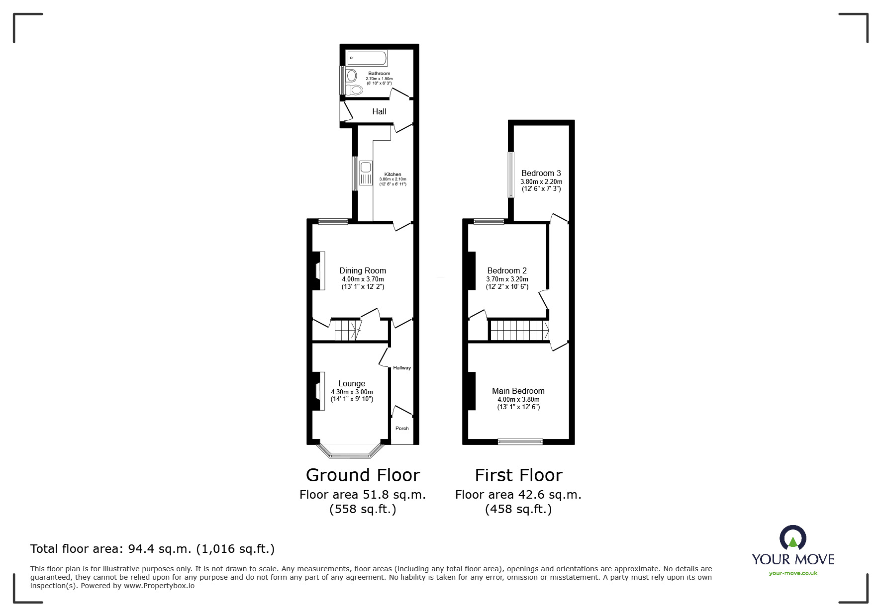 Floorplan of 3 bedroom Mid Terrace House to rent, Owen Road, Wolverhampton, West Midlands, WV3