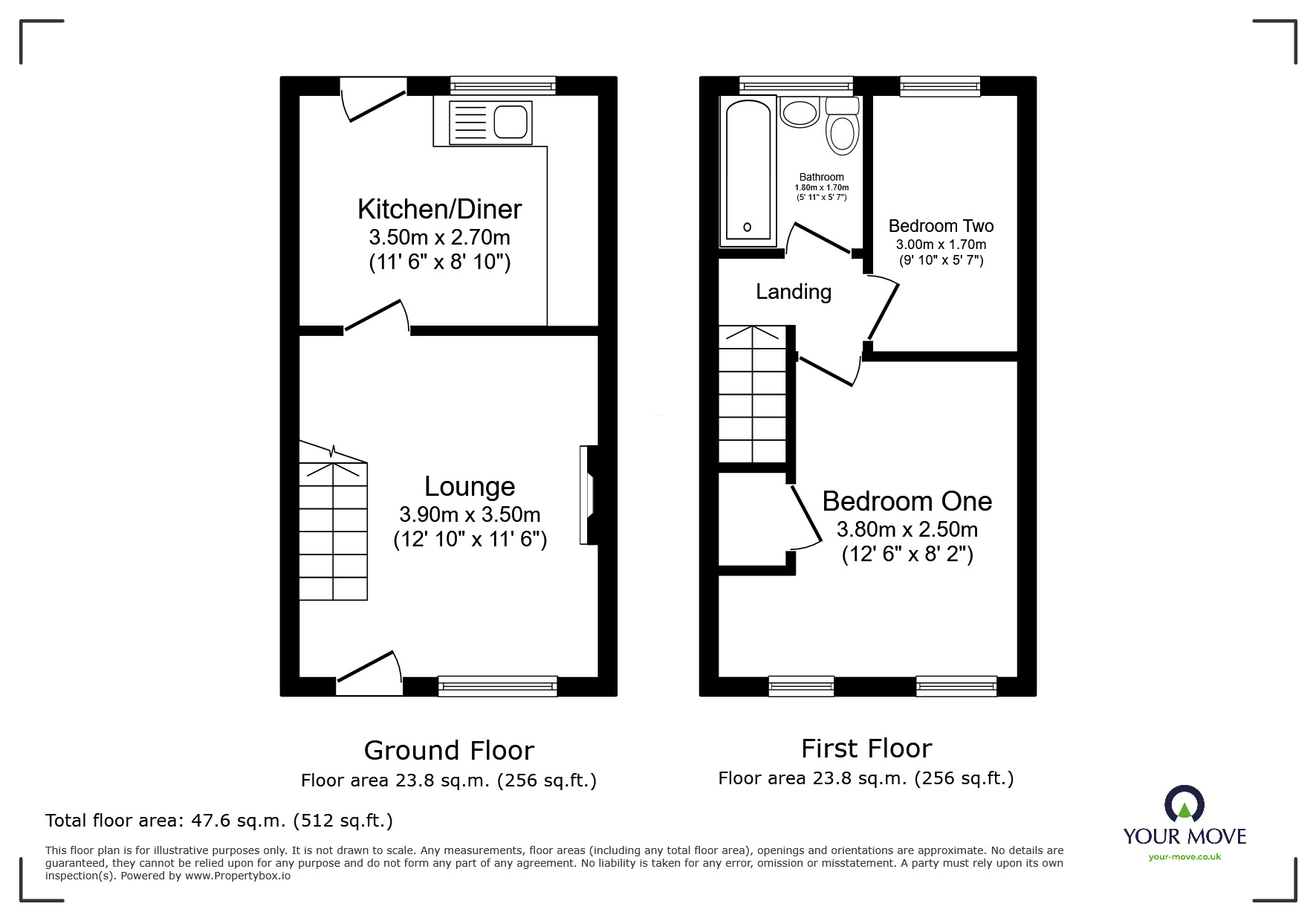Floorplan of 2 bedroom Mid Terrace House to rent, Warmley Close, Wolverhampton, West Midlands, WV6