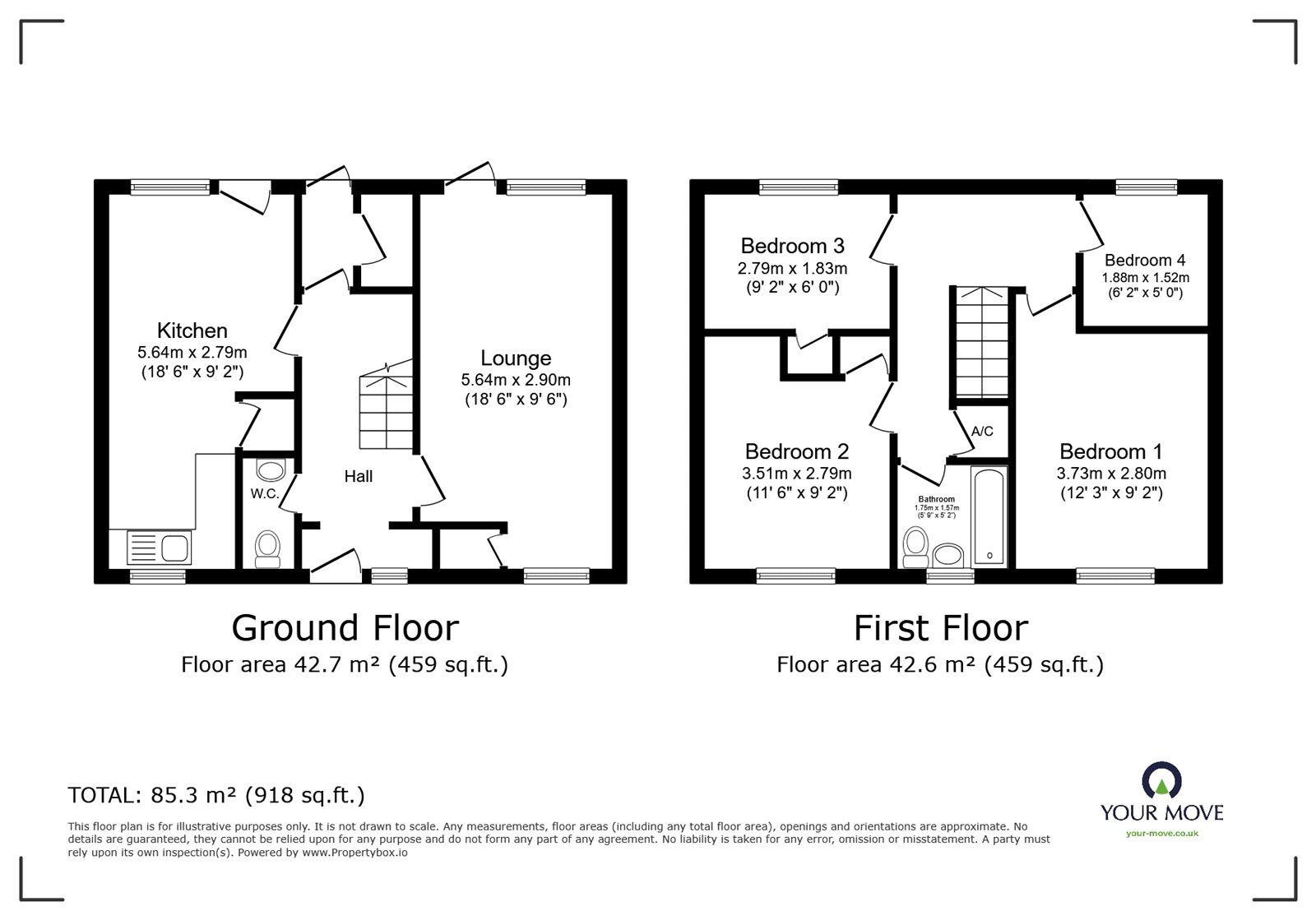 Floorplan of 4 bedroom End Terrace House for sale, Blakemore, Telford, Shropshire, TF3