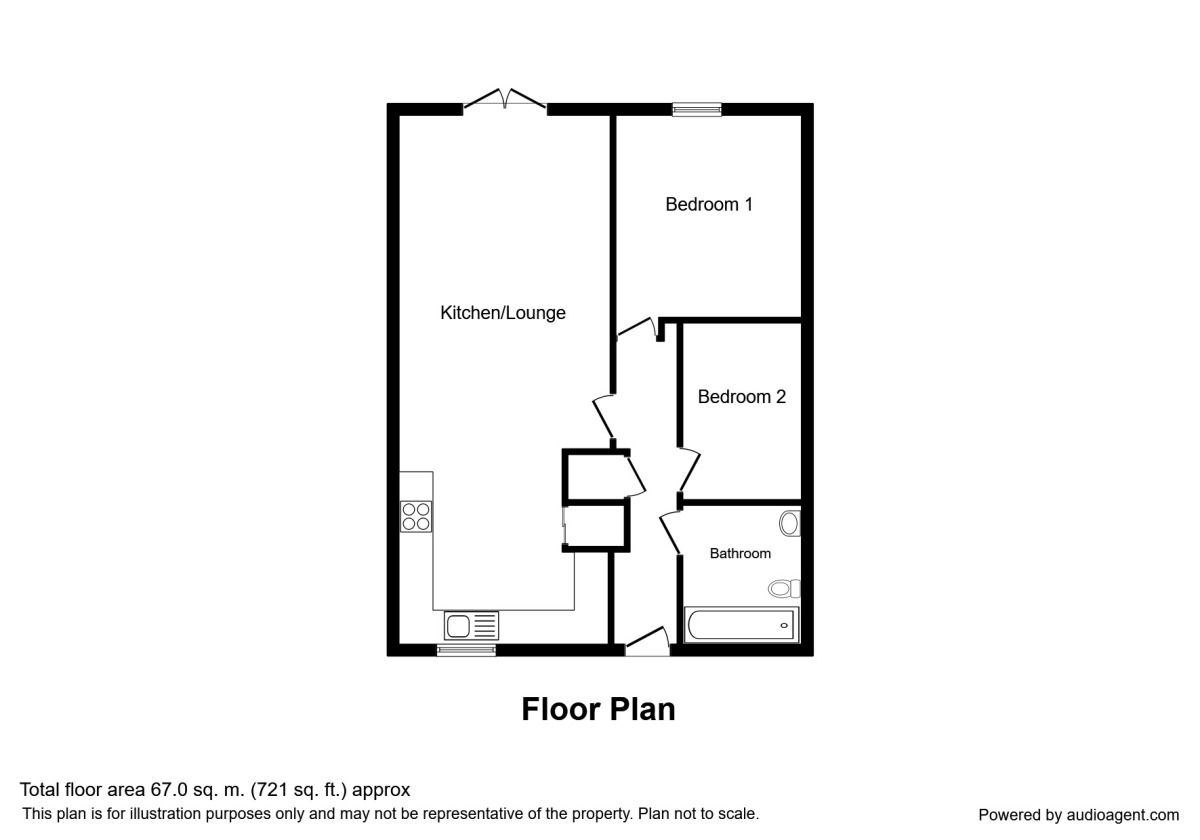 Floorplan of 2 bedroom Semi Detached Bungalow to rent, Lowbridge Walk, Bilston, West Midlands, WV14