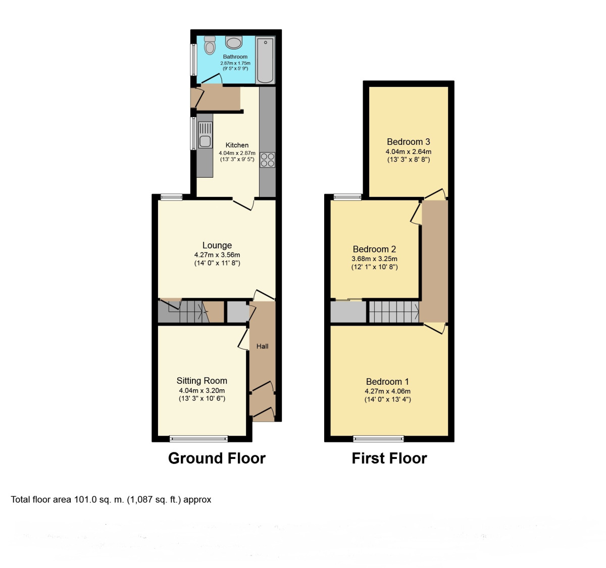 Floorplan of 3 bedroom Mid Terrace House to rent, St. Annes Road, Willenhall, West Midlands, WV13