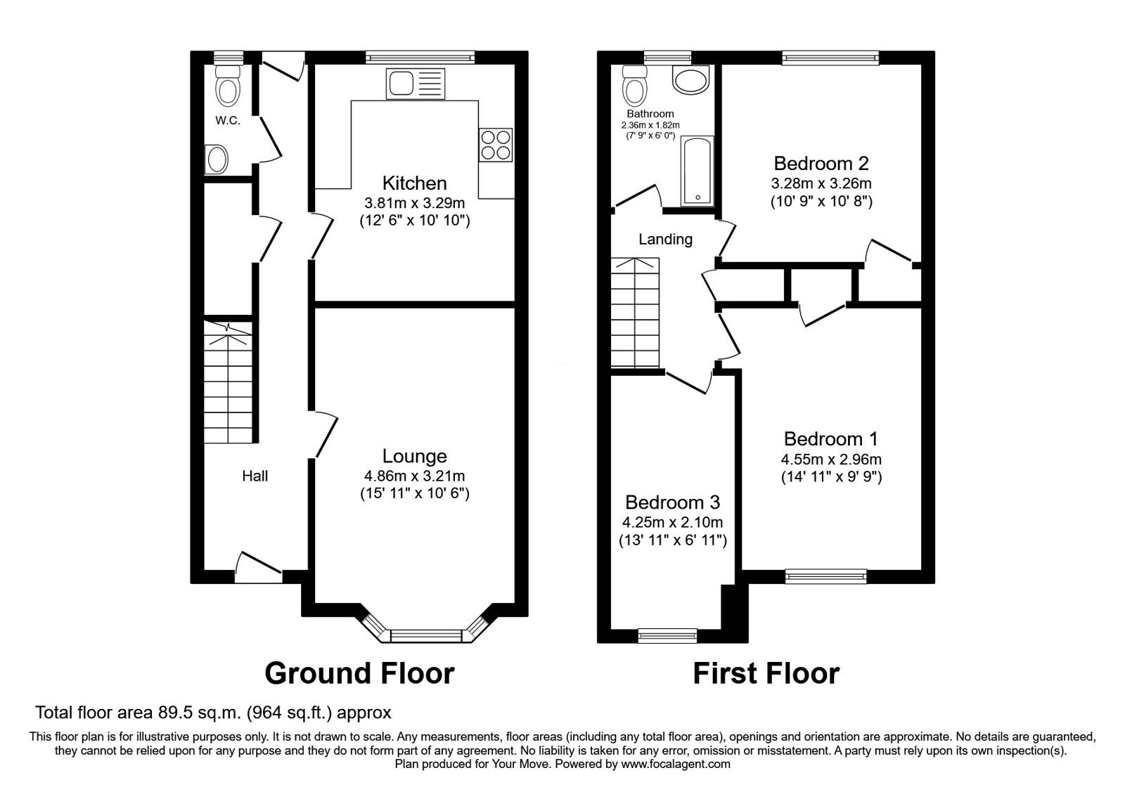 Floorplan of 3 bedroom Mid Terrace House to rent, Cosgrove Walk, Wolverhampton, West Midlands, WV8