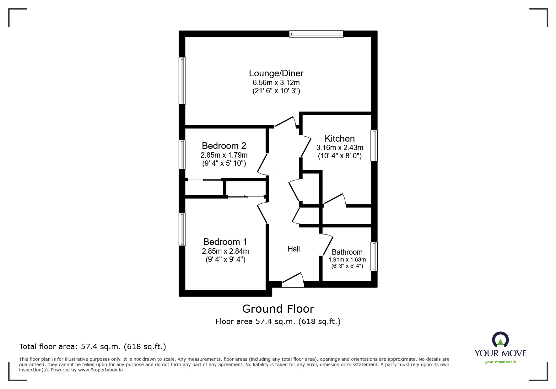 Floorplan of 2 bedroom  Flat to rent, Compton Road, Wolverhampton, West Midlands, WV3