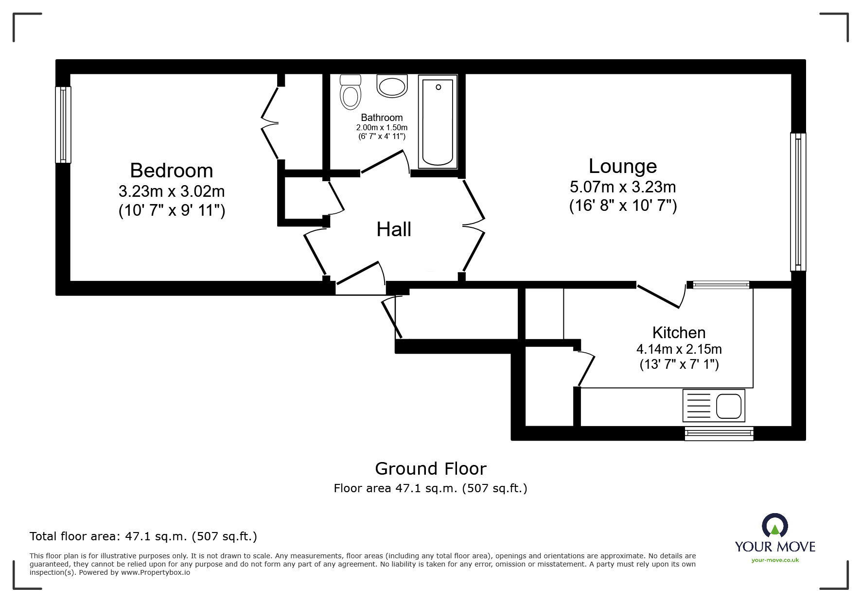 Floorplan of 1 bedroom  Flat to rent, Oaks Crescent, Wolverhampton, West Midlands, WV3