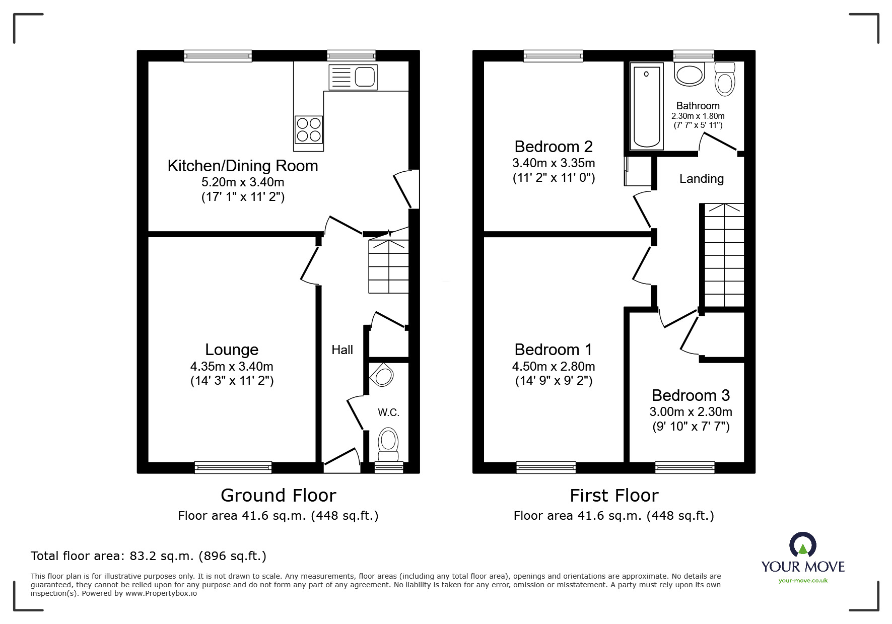 Floorplan of 3 bedroom Mid Terrace House to rent, Highbrook Close, Wolverhampton, West Midlands, WV9