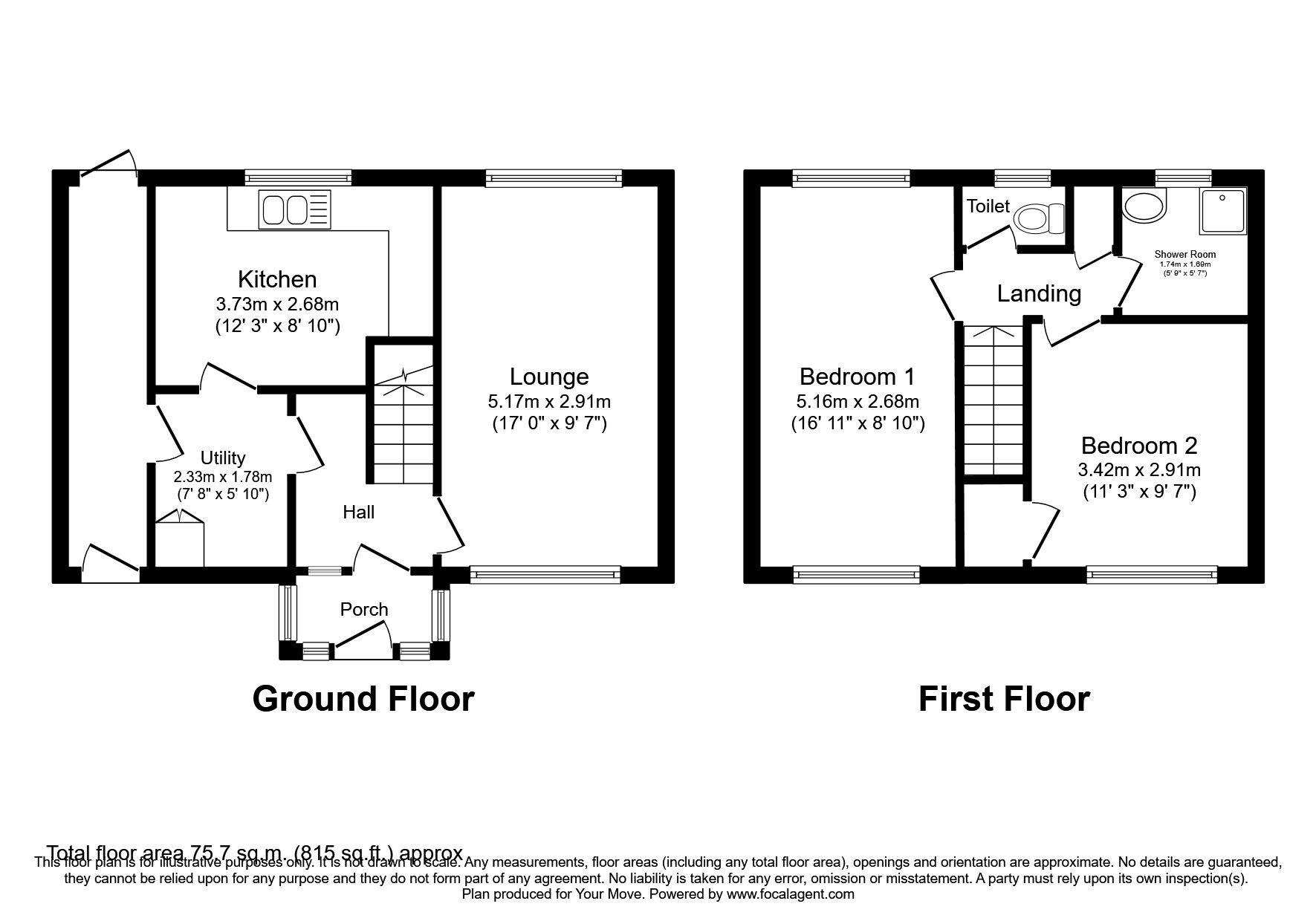 Floorplan of 2 bedroom Semi Detached House to rent, Deans Road, Wolverhampton, West Midlands, WV1