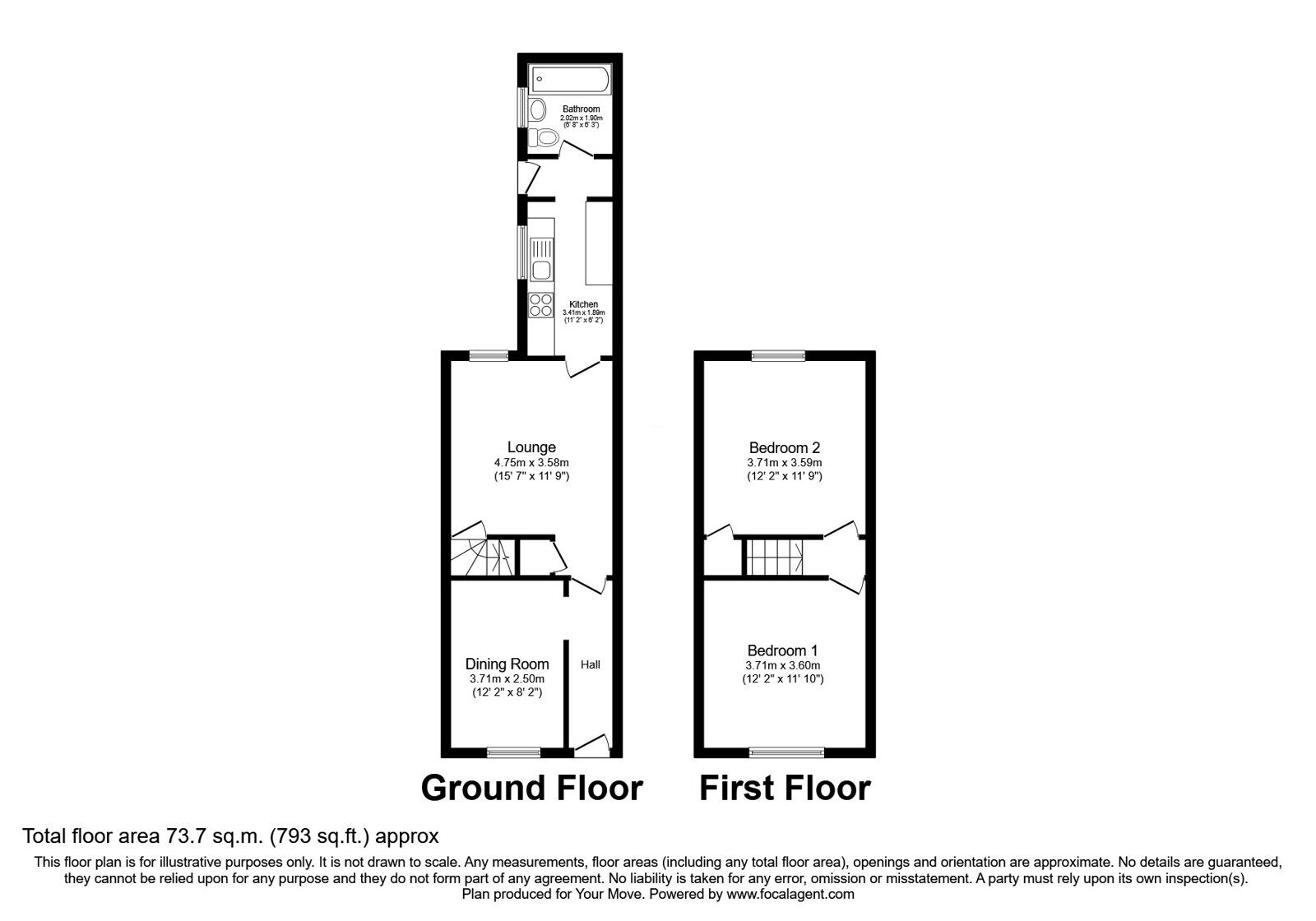 Floorplan of 2 bedroom Mid Terrace House for sale, Leicester Street, Wolverhampton, West Midlands, WV6