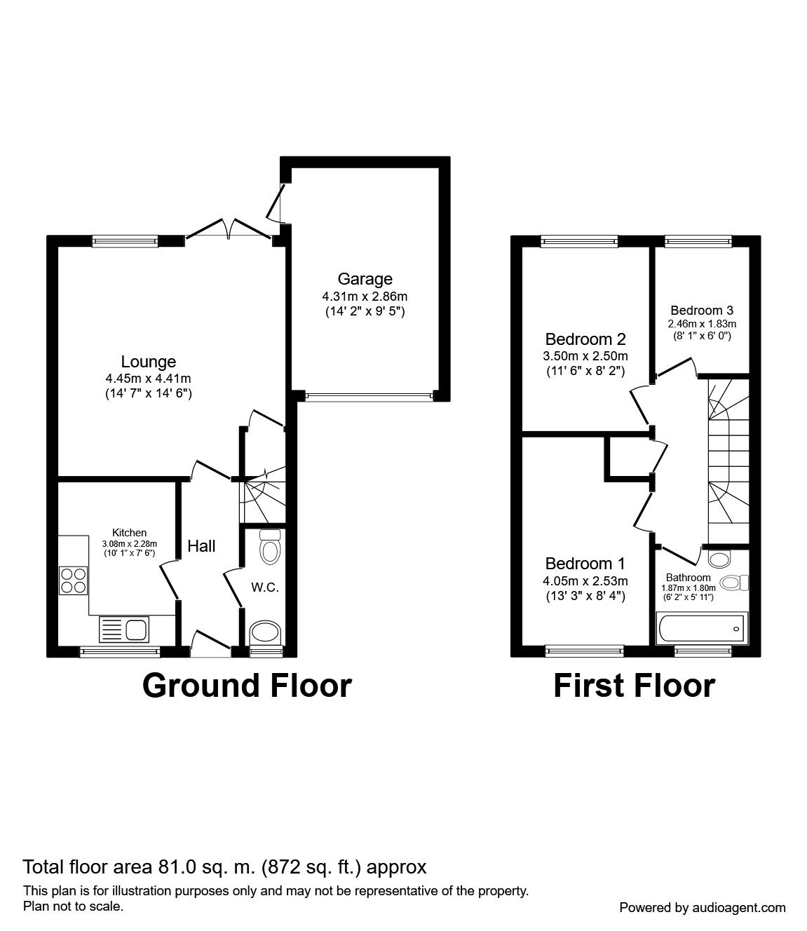 Floorplan of 3 bedroom Semi Detached House to rent, Jeremiah Road, Wolverhampton, West Midlands, WV10