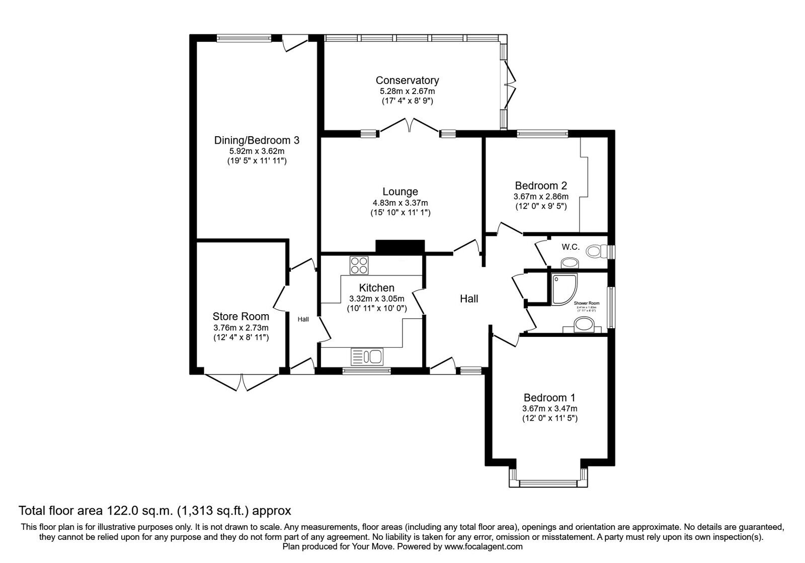 Floorplan of 3 bedroom Detached Bungalow for sale, Yew Tree Lane, Wolverhampton, West Midlands, WV6