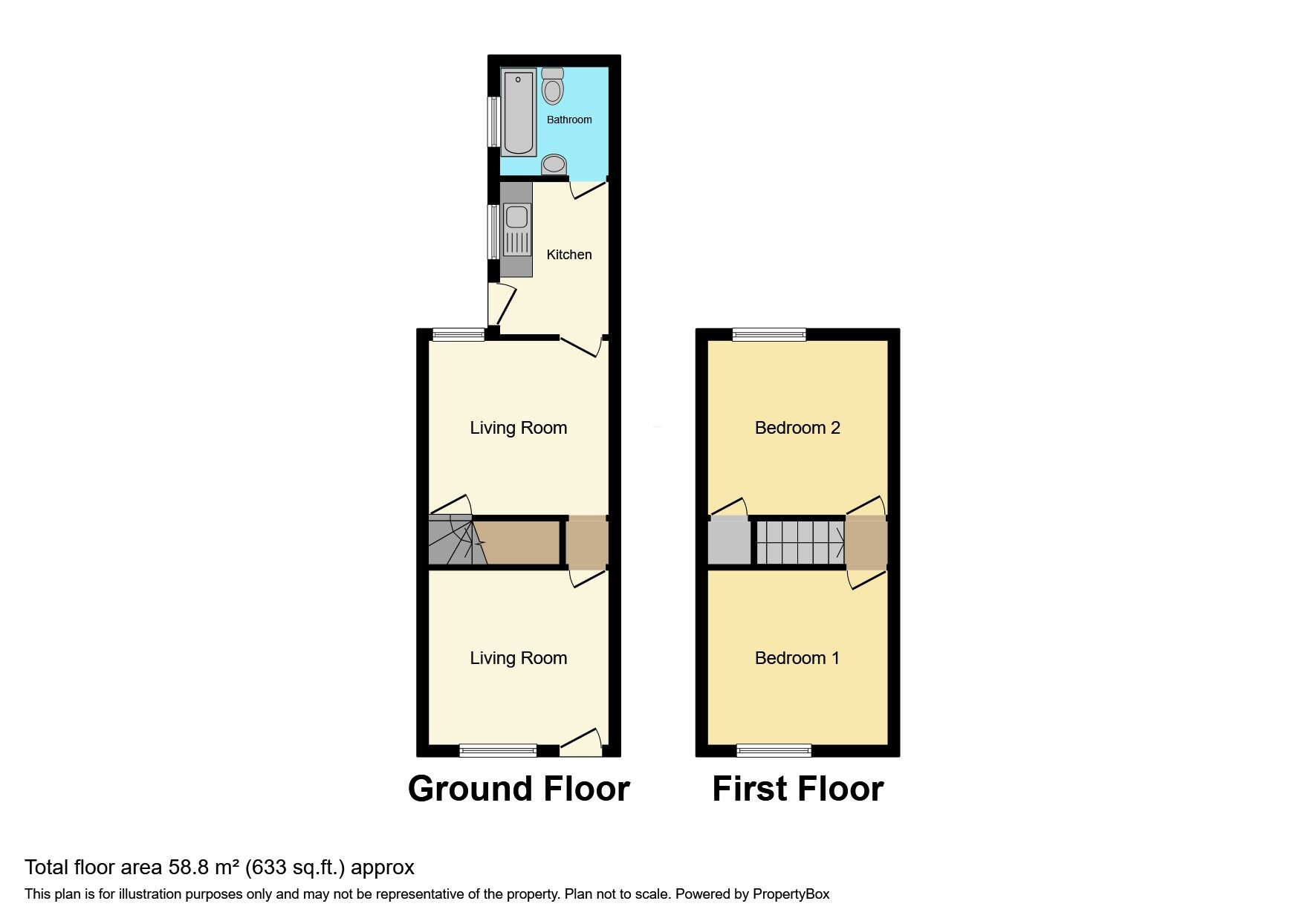 Floorplan of 2 bedroom Mid Terrace House to rent, Gorsebrook Road, Wolverhampton, West Midlands, WV6