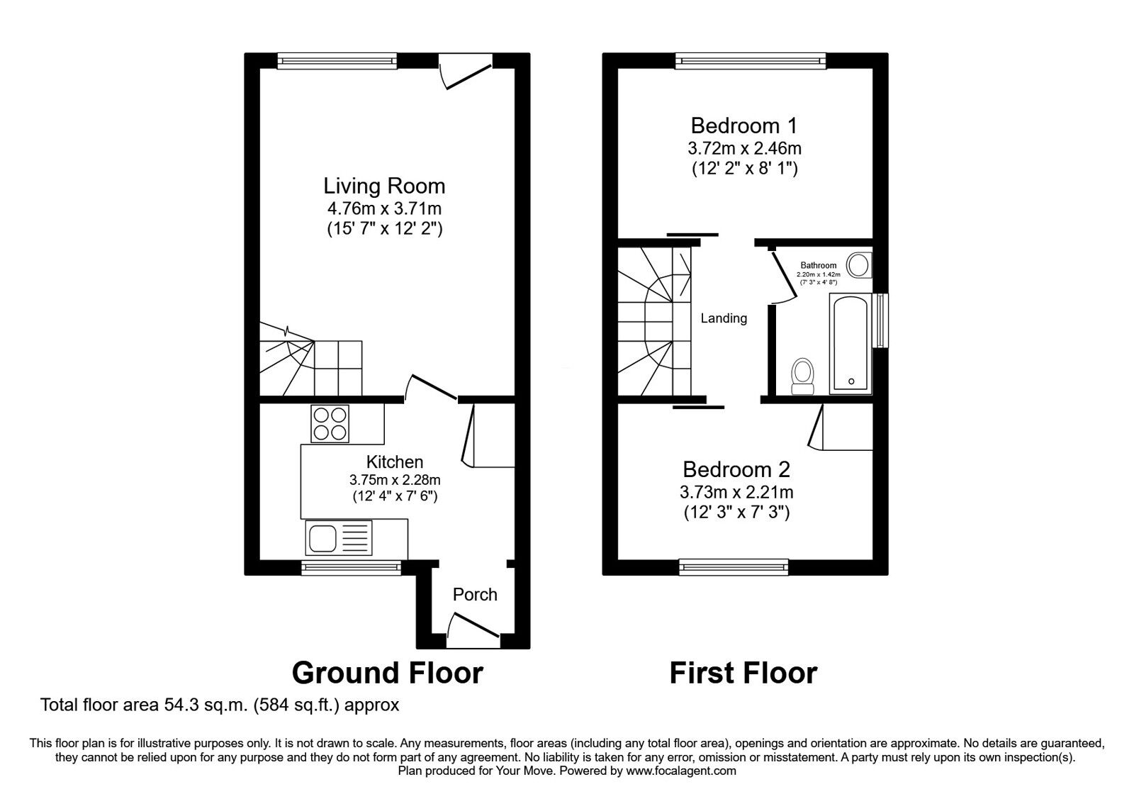 Floorplan of 2 bedroom Semi Detached House for sale, Newcott Close, Wolverhampton, WV9