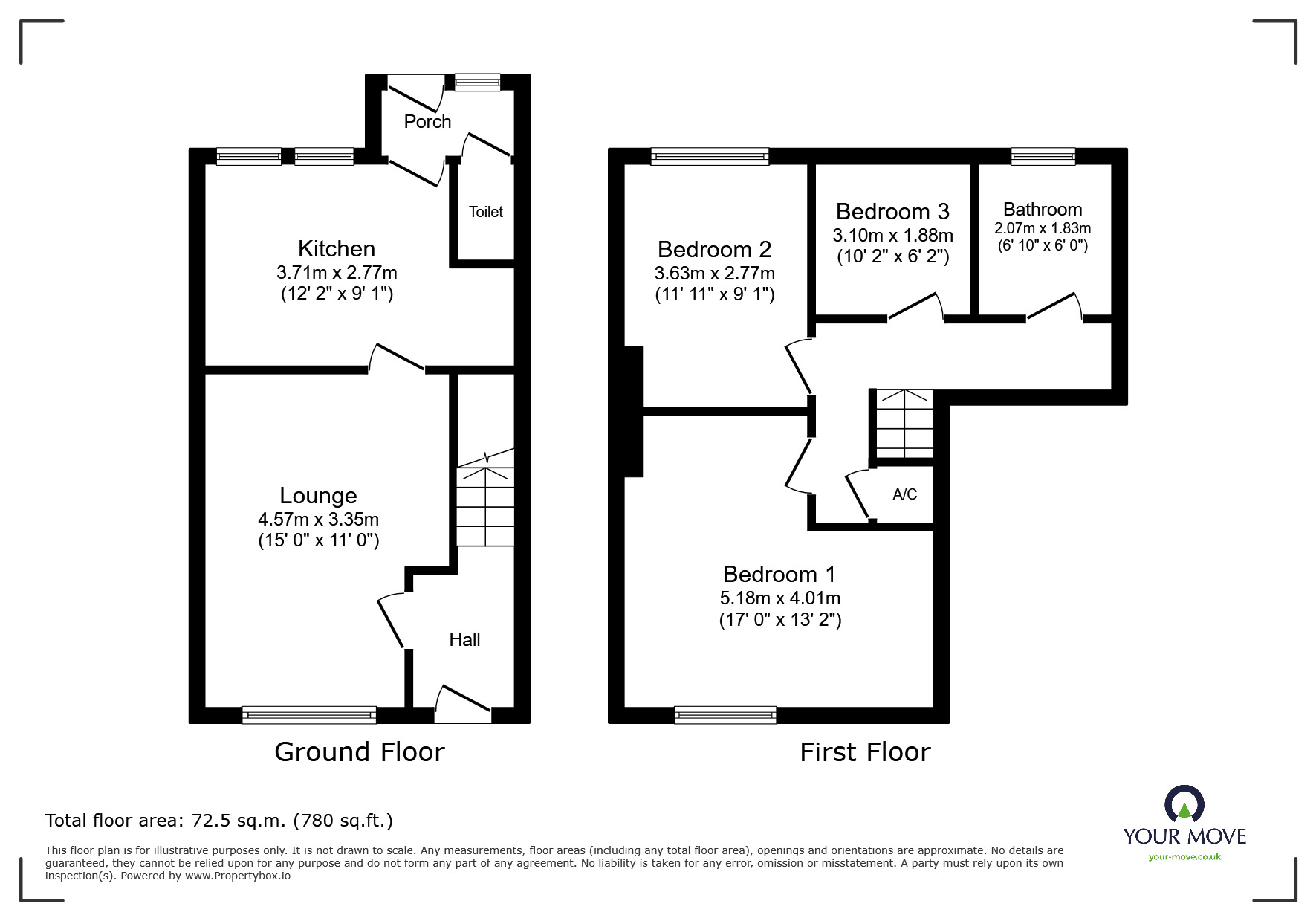 Floorplan of 3 bedroom Mid Terrace House to rent, Thompson Avenue, Wolverhampton, West Midlands, WV2