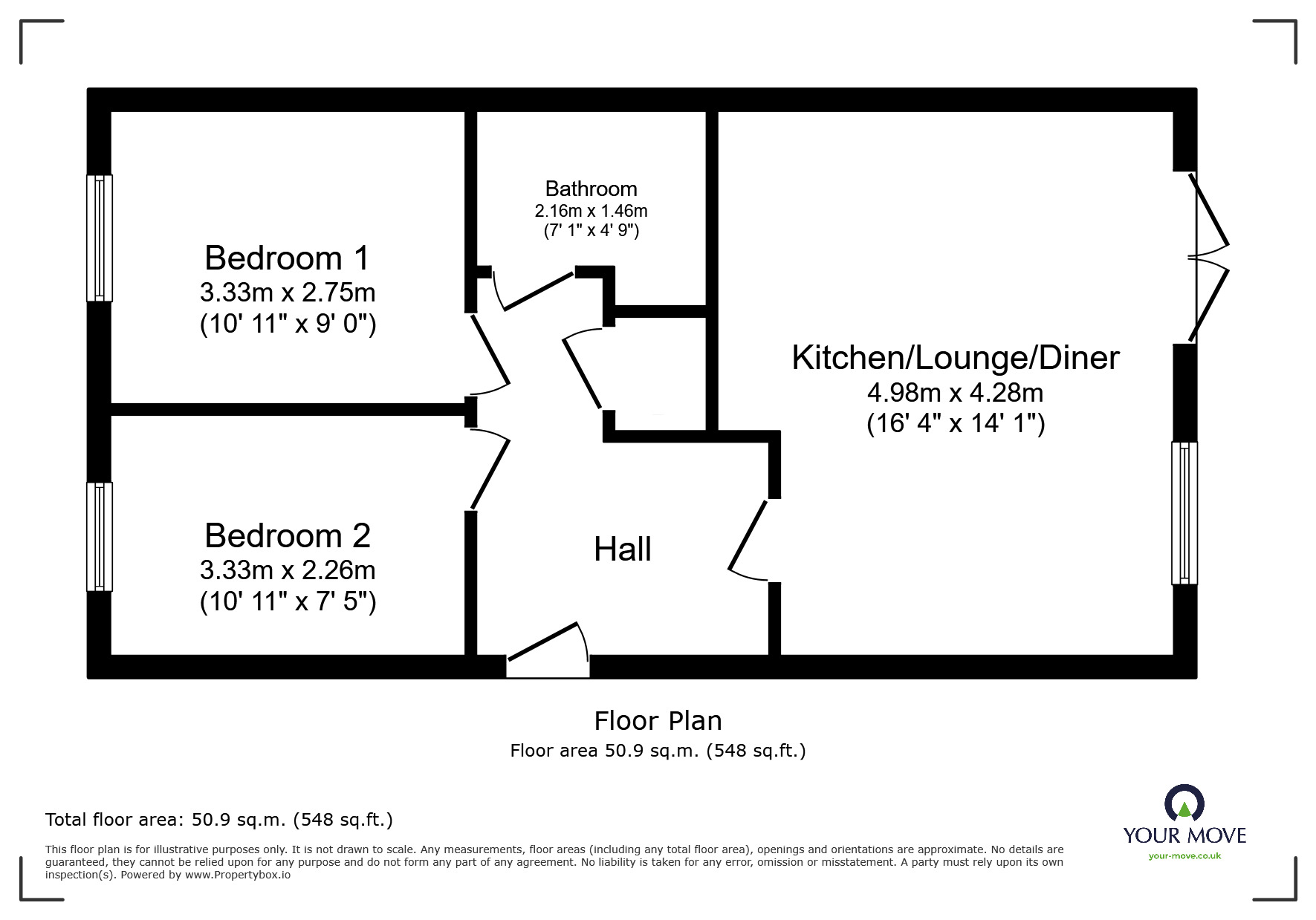 Floorplan of 2 bedroom Flat for sale, Leicester Street, Wolverhampton, West Midlands, WV6