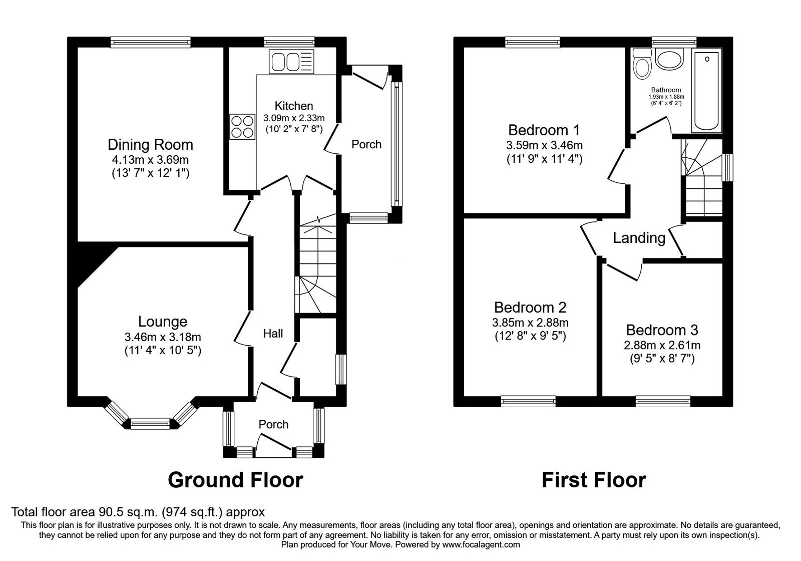 Floorplan of 3 bedroom End Terrace House for sale, Willenhall Road, Willenhall, West Midlands, WV13