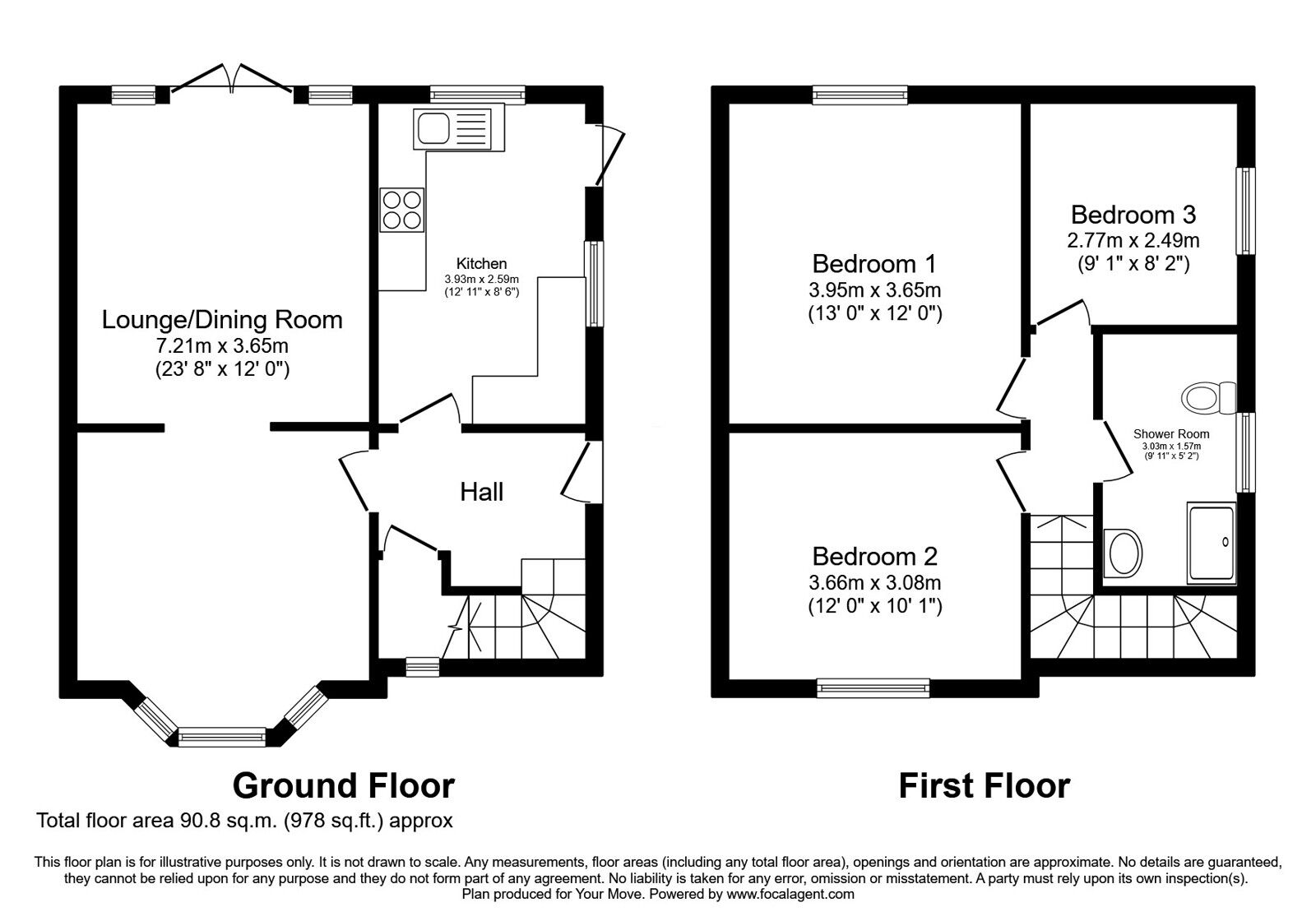 Floorplan of 3 bedroom Semi Detached House for sale, Coalway Road, Wolverhampton, West Midlands, WV3