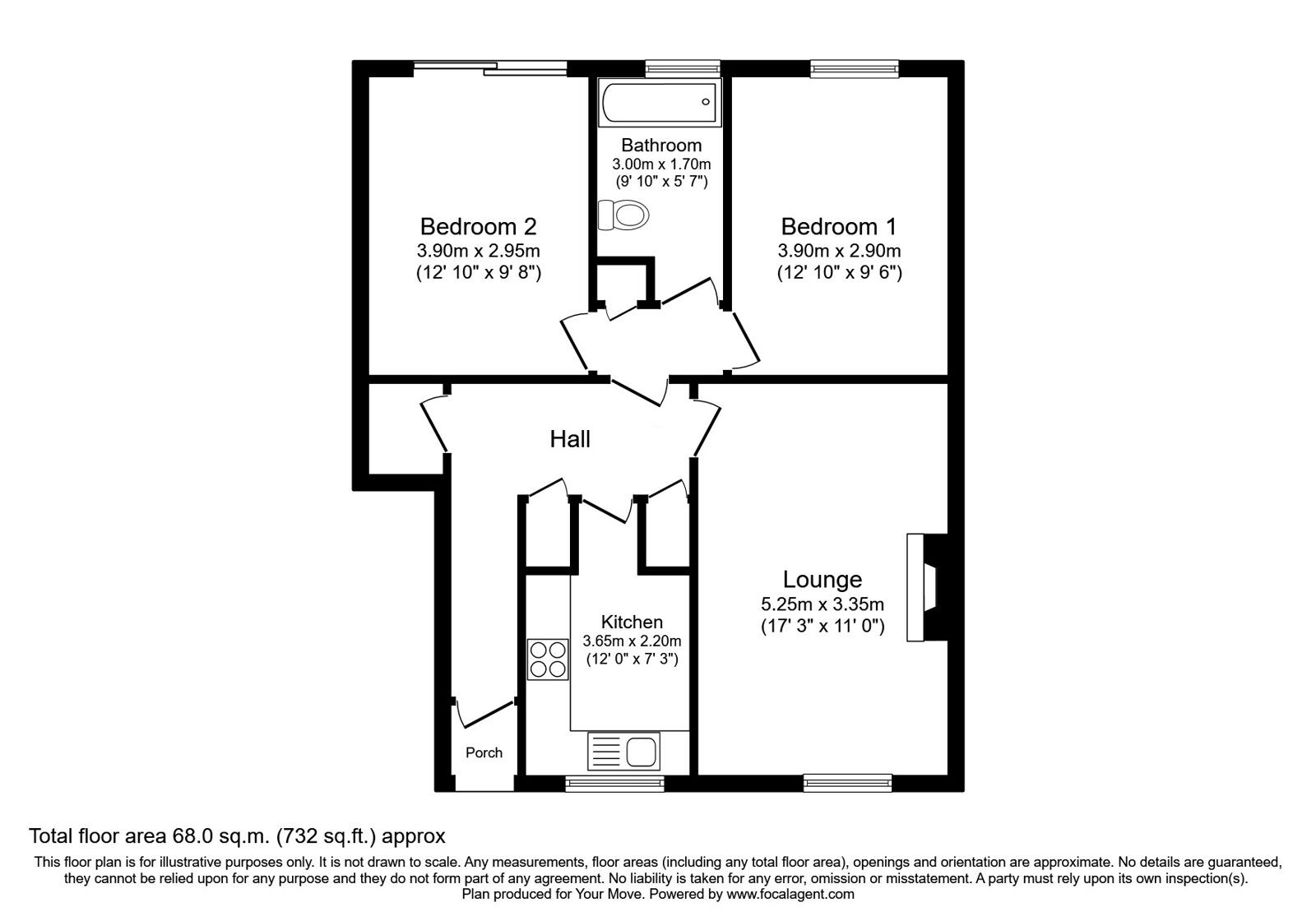 Floorplan of 2 bedroom Flat for sale, Manor Street, Wolverhampton, West Midlands, WV6