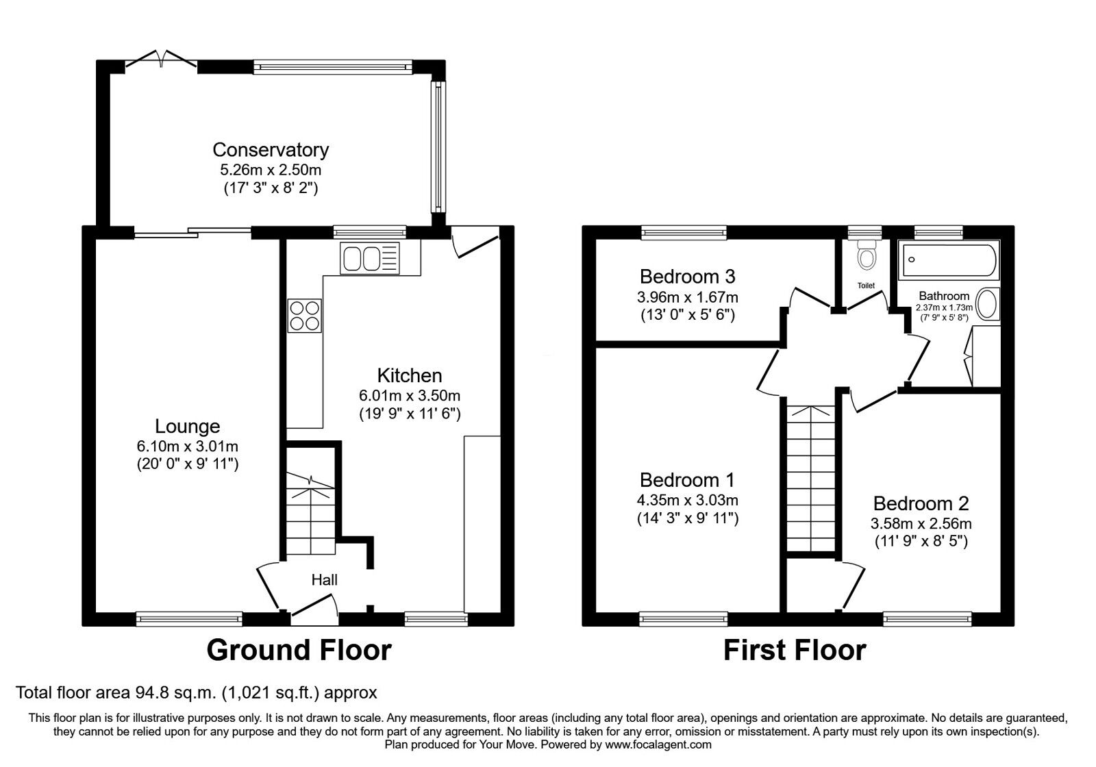 Floorplan of 3 bedroom Mid Terrace House for sale, Westacre Crescent, Wolverhampton, West Midlands, WV3