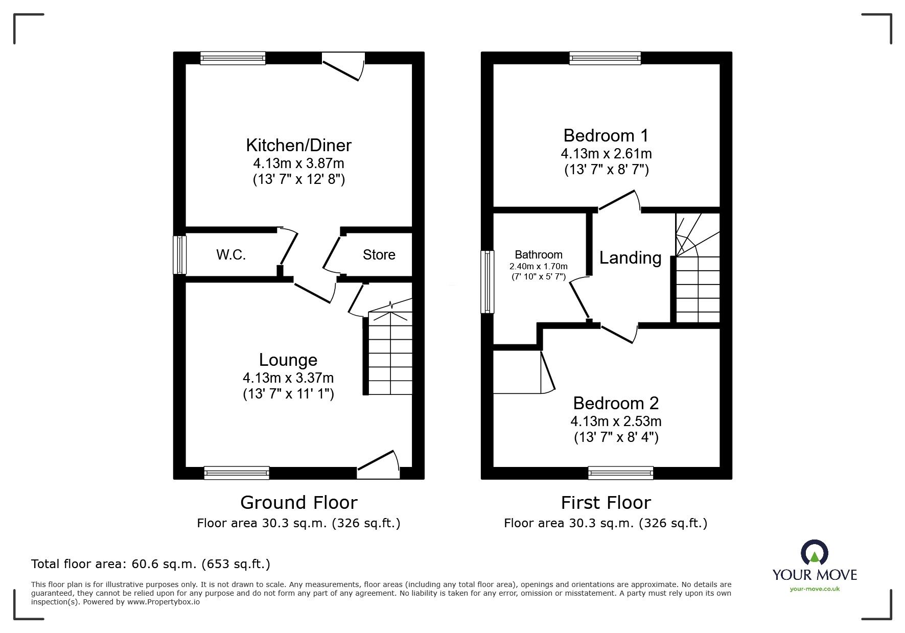 Floorplan of 2 bedroom Semi Detached House to rent, Danesmore Gardens, Wolverhampton, West Midlands, WV11