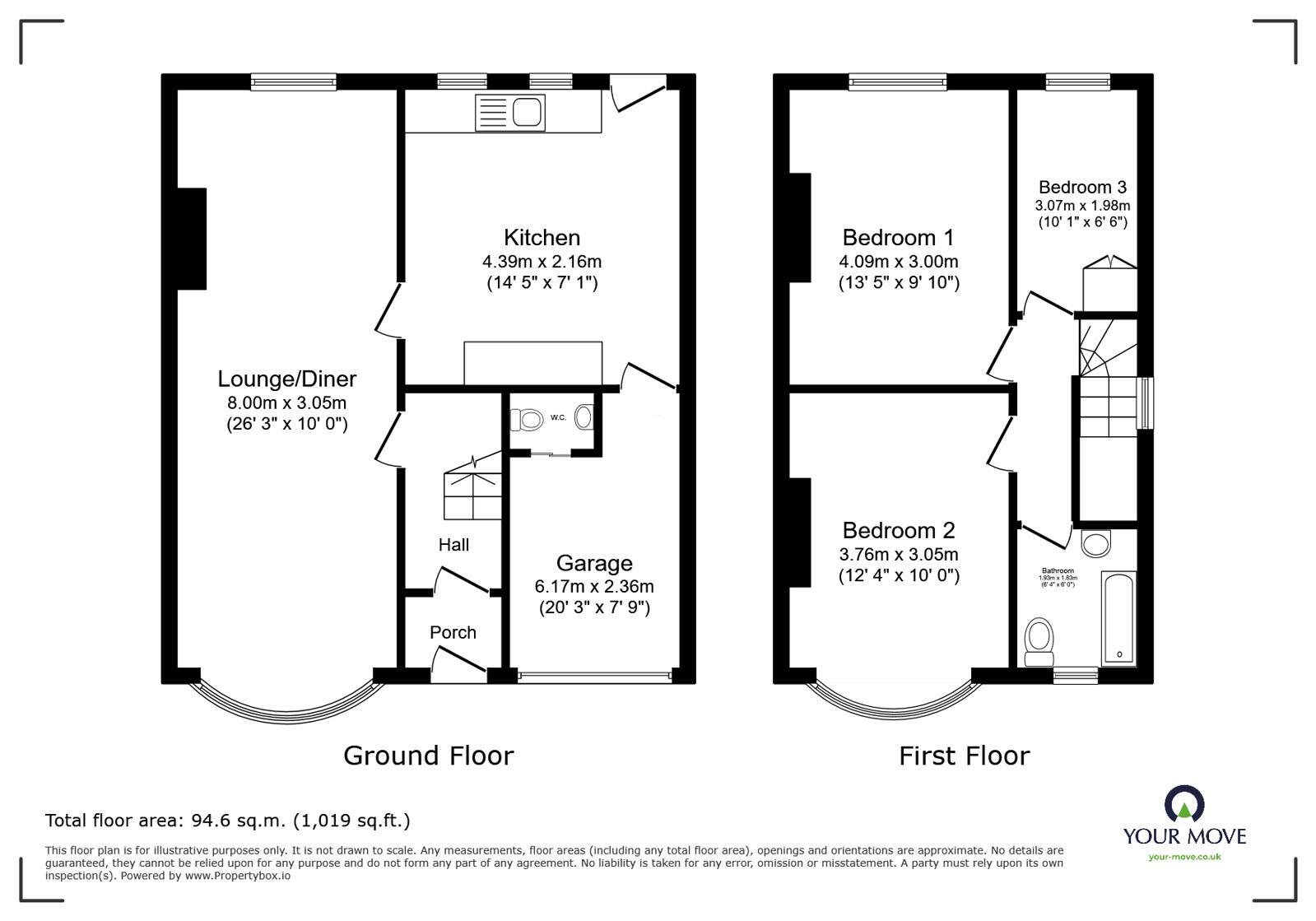 Floorplan of 3 bedroom Semi Detached House for sale, Broad Lane, Essington, Staffordshire, WV11