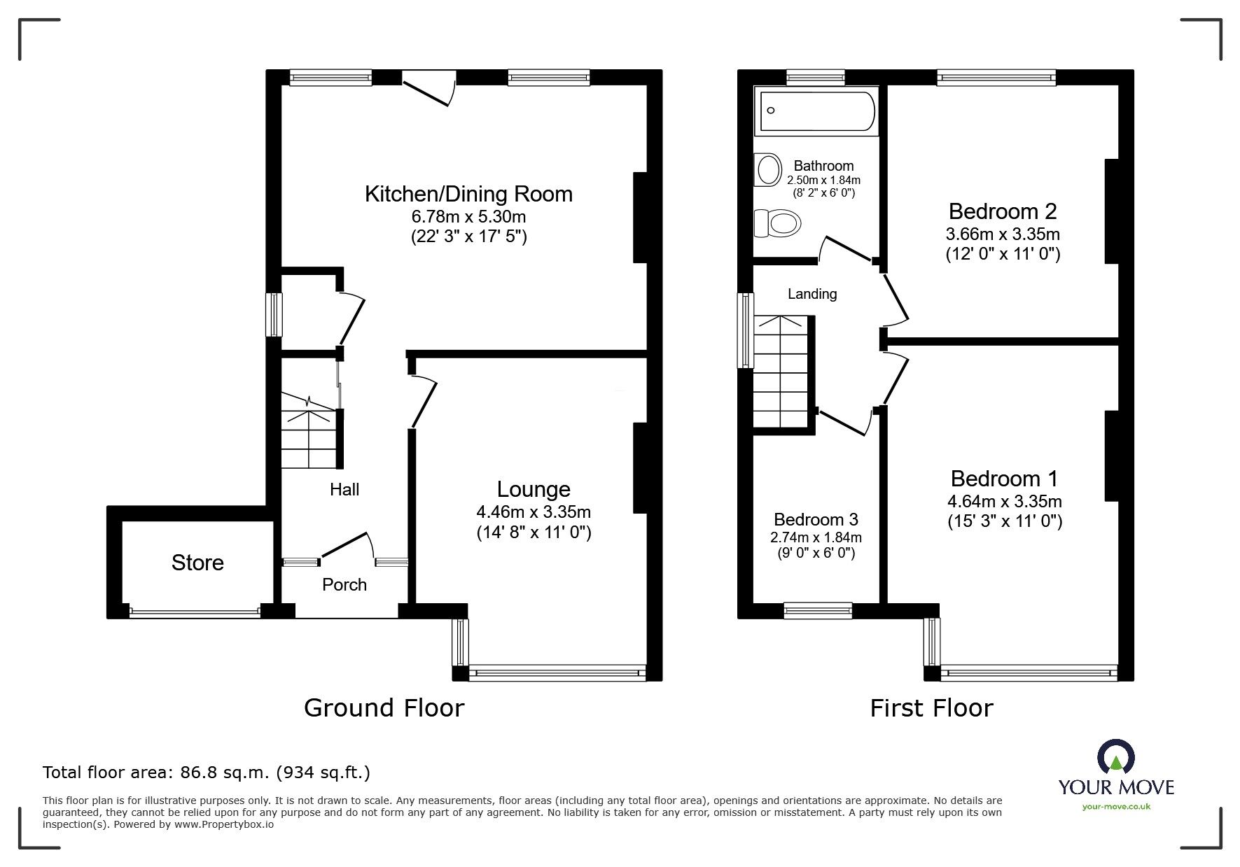 Floorplan of 3 bedroom Semi Detached House to rent, Fairview Grove, Wolverhampton, West Midlands, WV11
