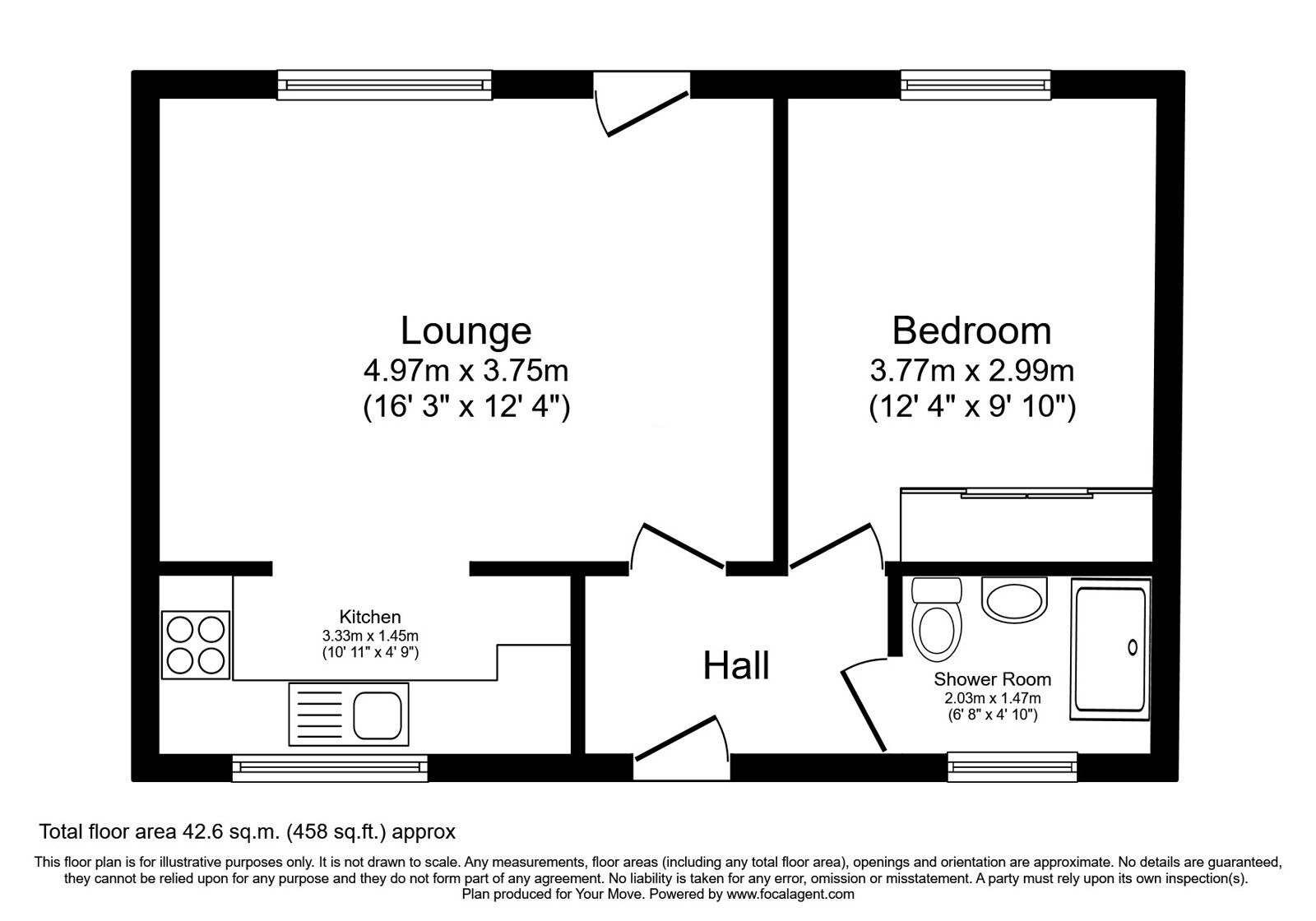 Floorplan of 1 bedroom Flat for sale, Ardgowan Grove, Wolverhampton, West Midlands, WV4