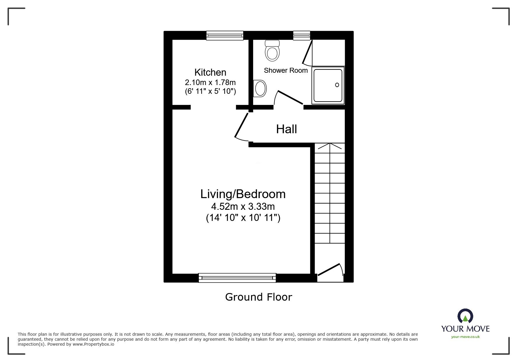 Floorplan of 1 bedroom Flat to rent, Wealden Hatch, Wolverhampton, West Midlands, WV10