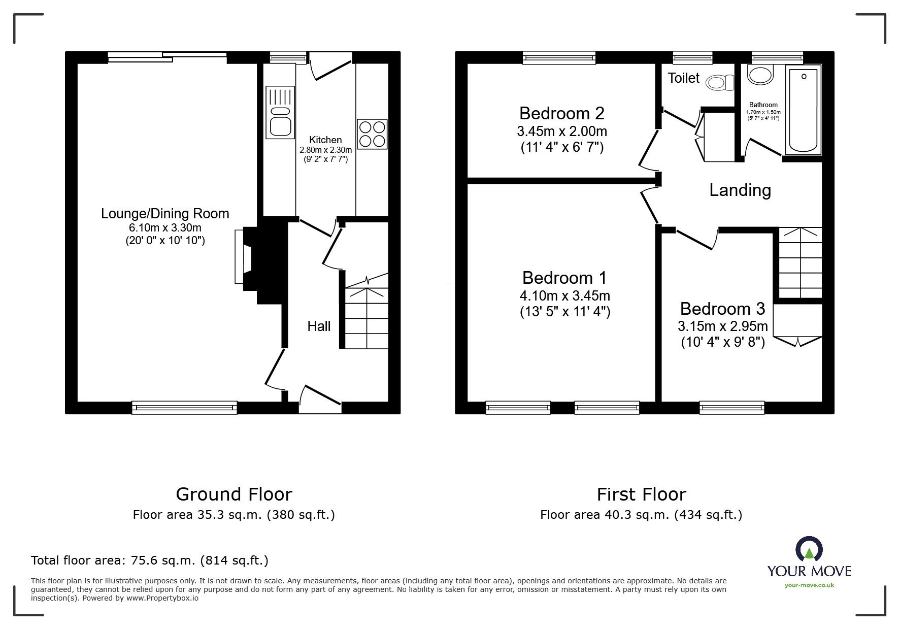 Floorplan of 3 bedroom Mid Terrace House to rent, Griffiths Drive, Wolverhampton, West Midlands, WV11