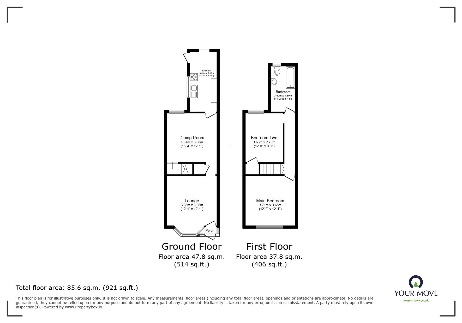 Floorplan of 2 bedroom Mid Terrace House to rent, Bolton Road, Wolverhampton, West Midlands, WV11