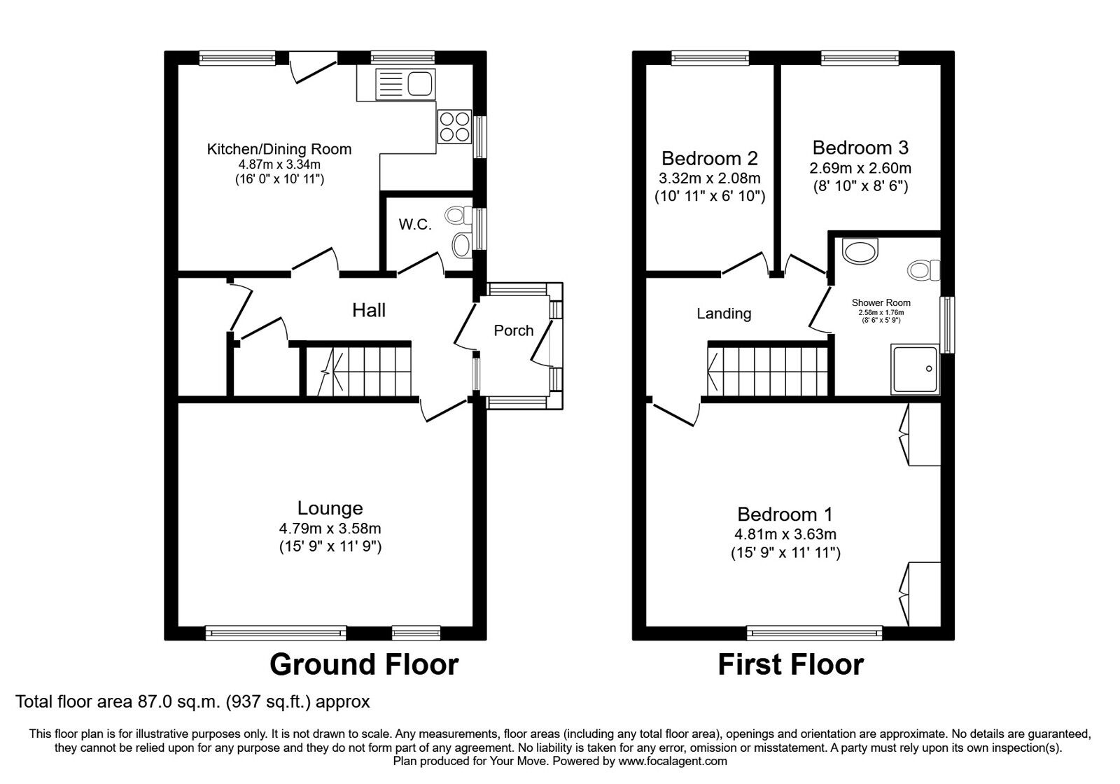 Floorplan of 3 bedroom Semi Detached House for sale, Glaisdale Gardens, Wolverhampton, West Midlands, WV6