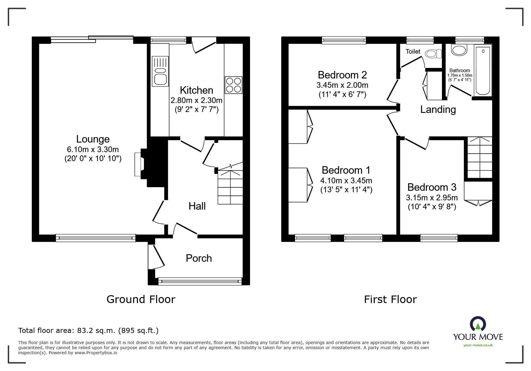 Floorplan of 3 bedroom Mid Terrace House to rent, Newey Road, Wolverhampton, West Midlands, WV11