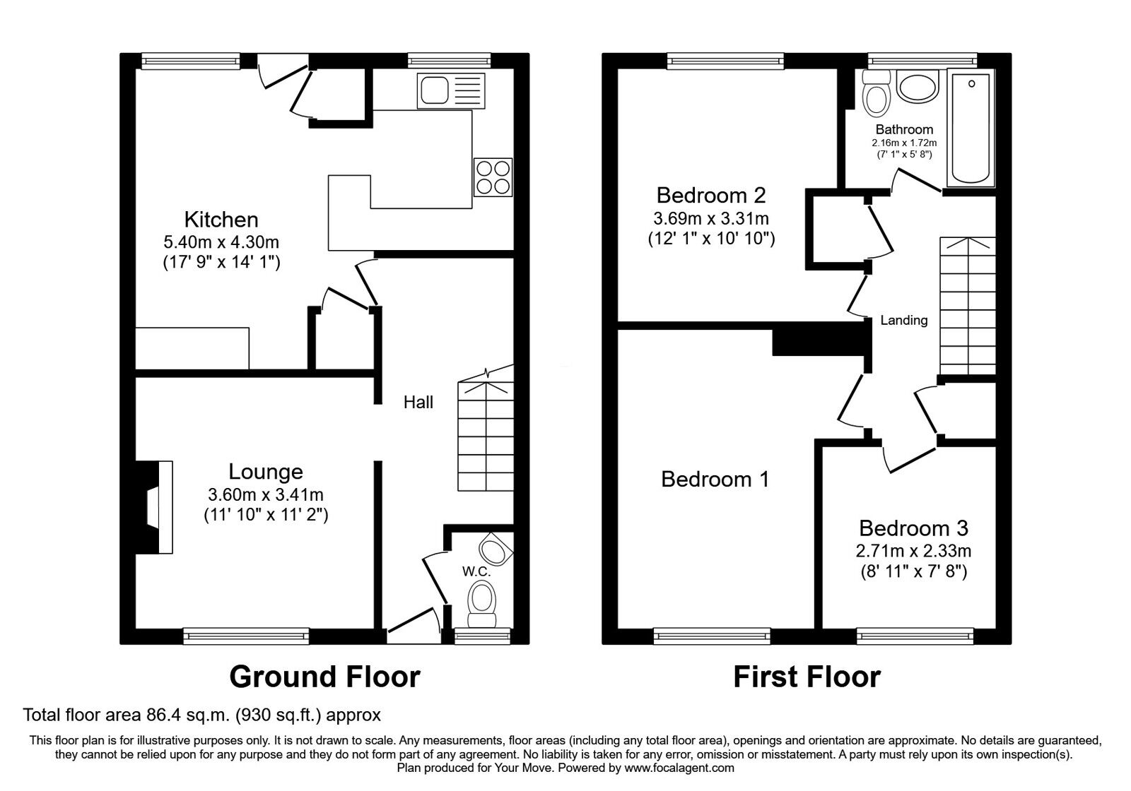 Floorplan of 3 bedroom End Terrace House for sale, Fountain Lane, Bilston, West Midlands, WV14