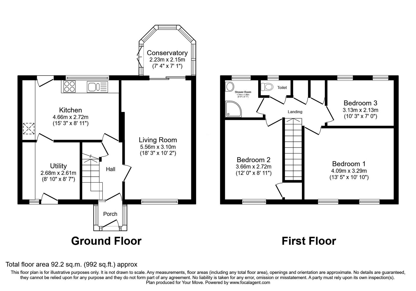 Floorplan of 3 bedroom Mid Terrace House for sale, White Oak Drive, Wolverhampton, West Midlands, WV3
