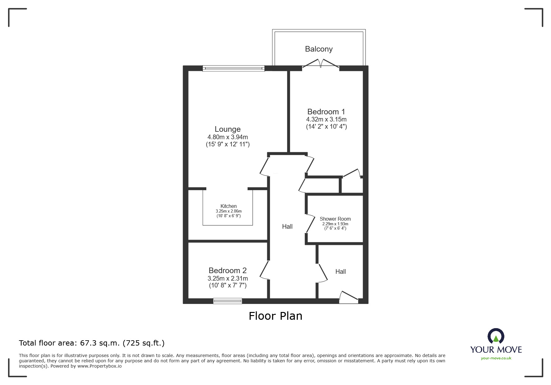 Floorplan of 2 bedroom Flat for sale, Market Square, Wolverhampton, West Midlands, WV3