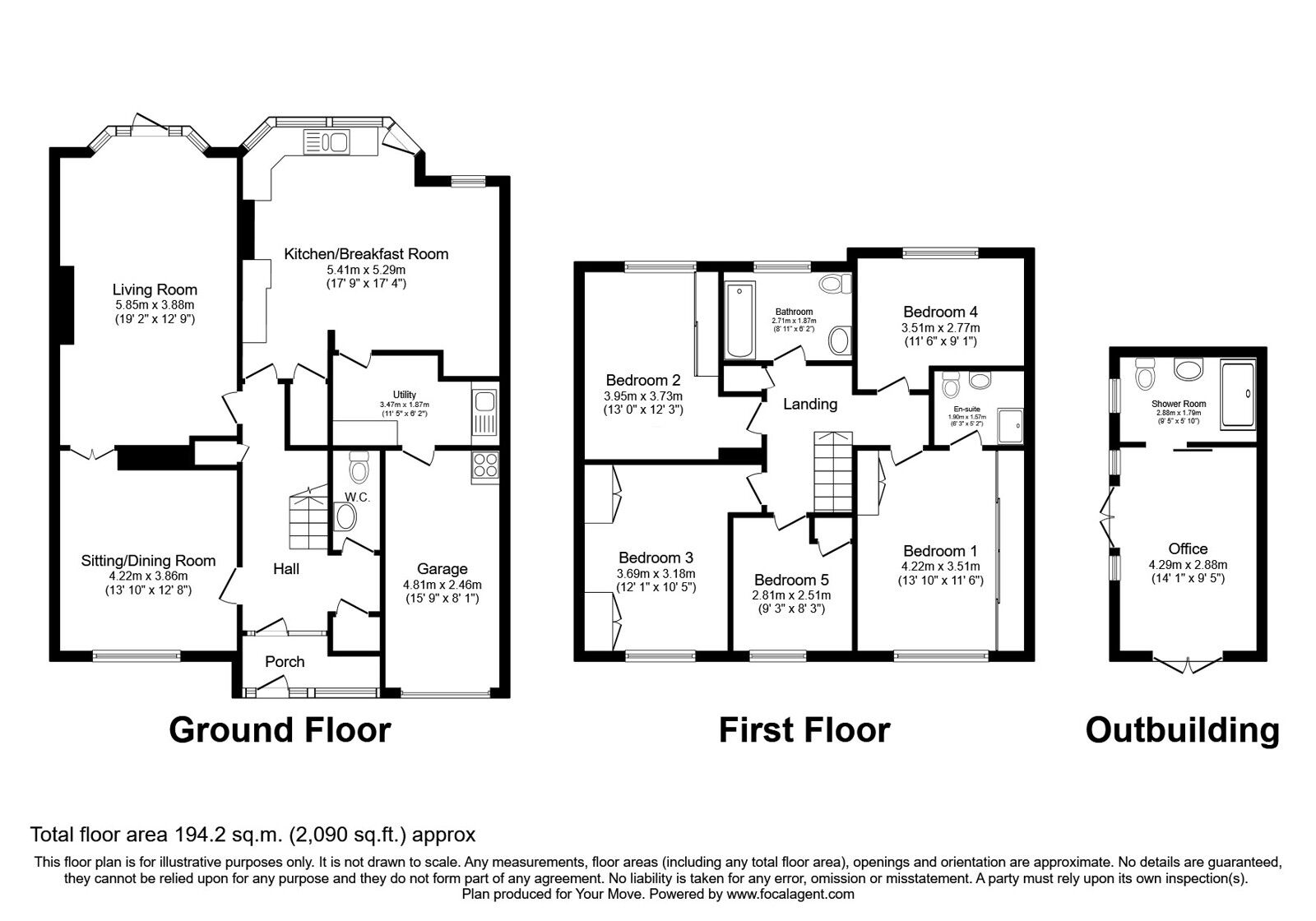 Floorplan of 5 bedroom Detached House for sale, Woodthorne Road South, Wolverhampton, West Midlands, WV6