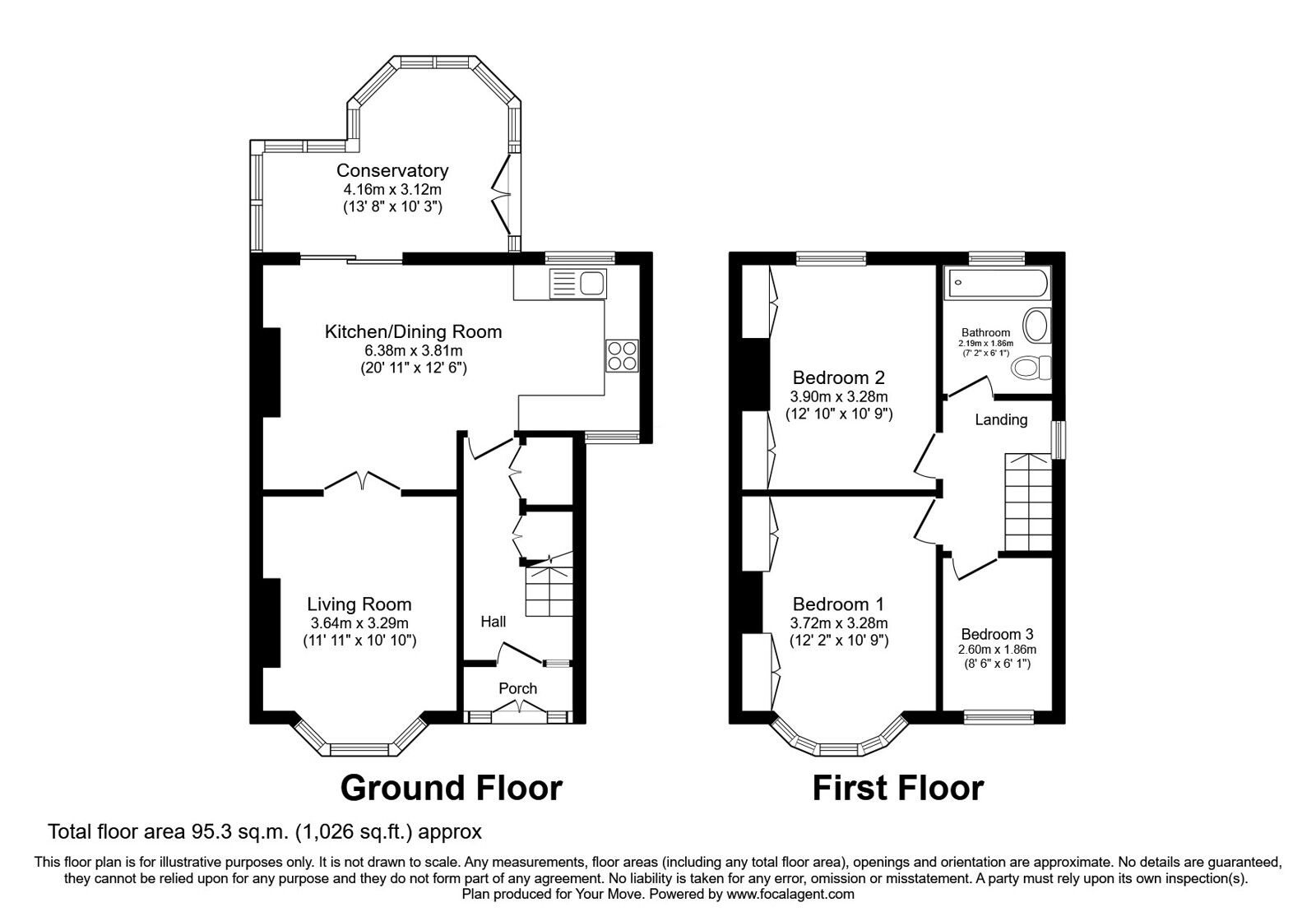 Floorplan of 3 bedroom Semi Detached House for sale, Sedgley Road, Wolverhampton, Staffordshire, WV4