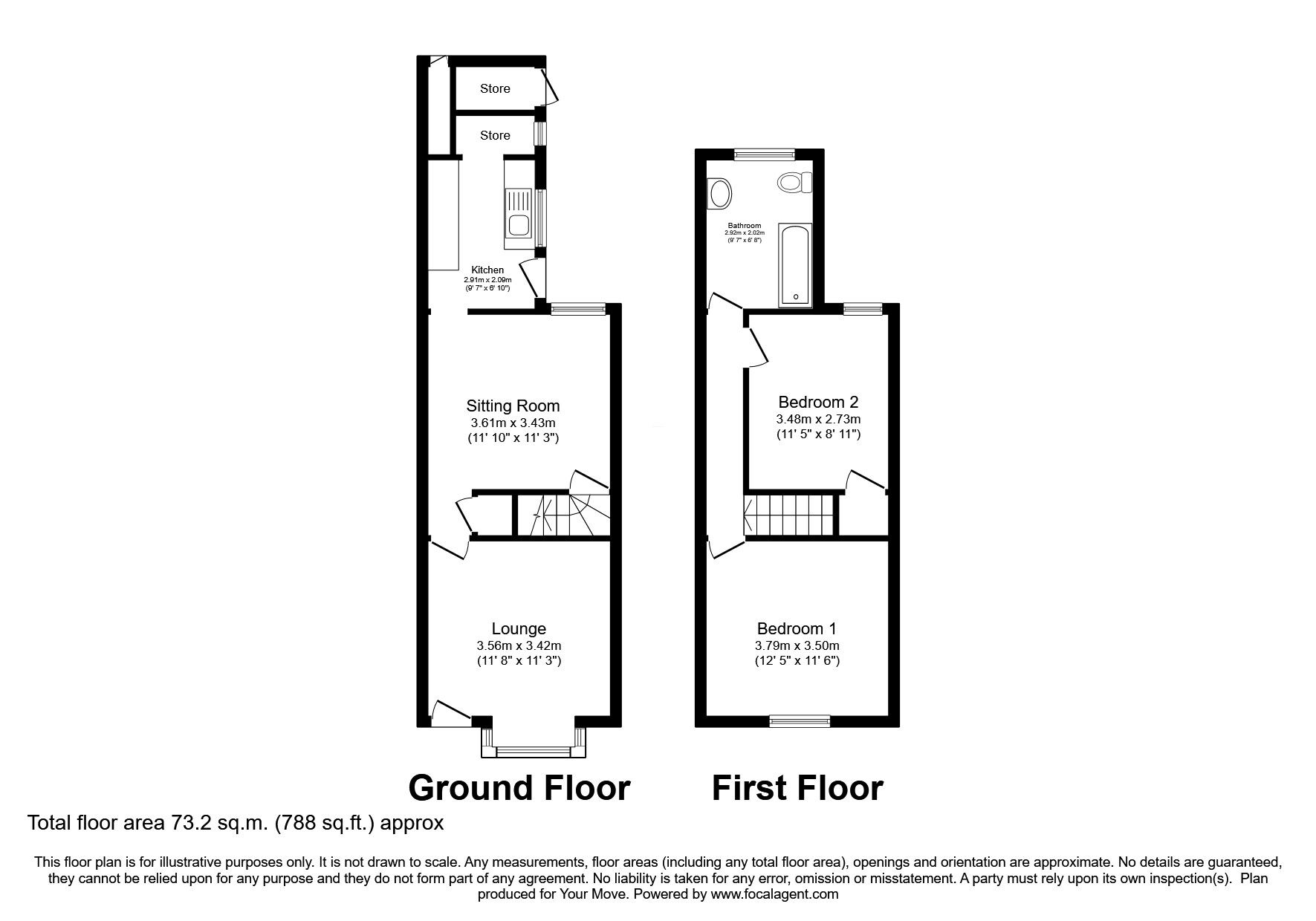 Floorplan of 2 bedroom Mid Terrace House for sale, Aldersley Road, Wolverhampton, West Midlands, WV6