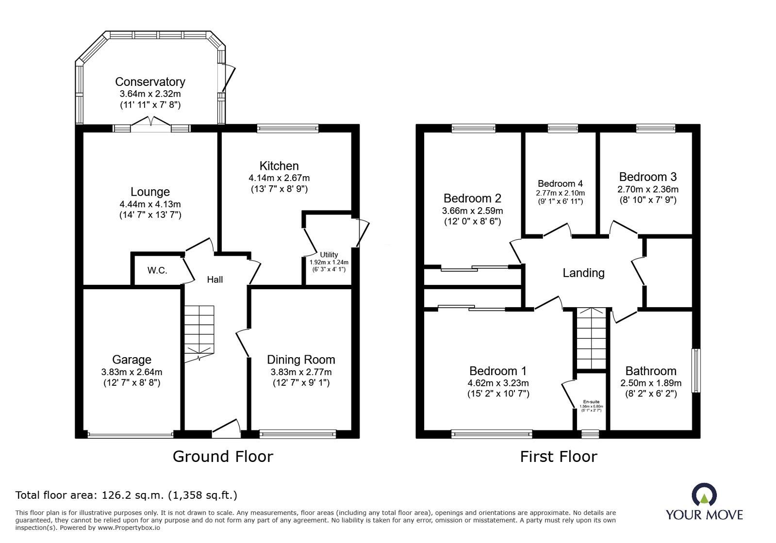 Floorplan of 4 bedroom Detached House for sale, Suffolk Close, Wednesfield, West Midlands, WV11