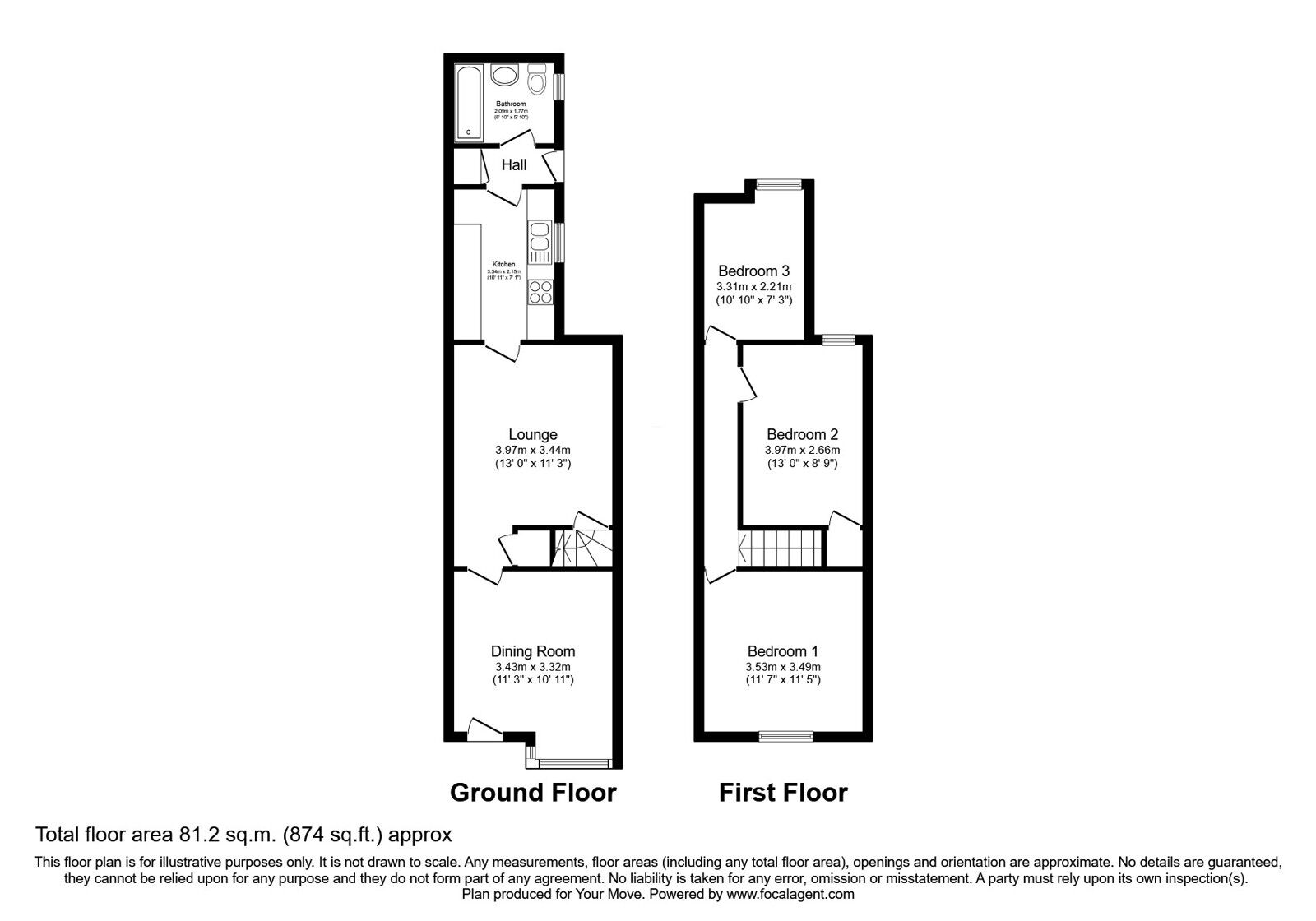 Floorplan of 3 bedroom Mid Terrace House for sale, Maxwell Road, Wolverhampton, West Midlands, WV2