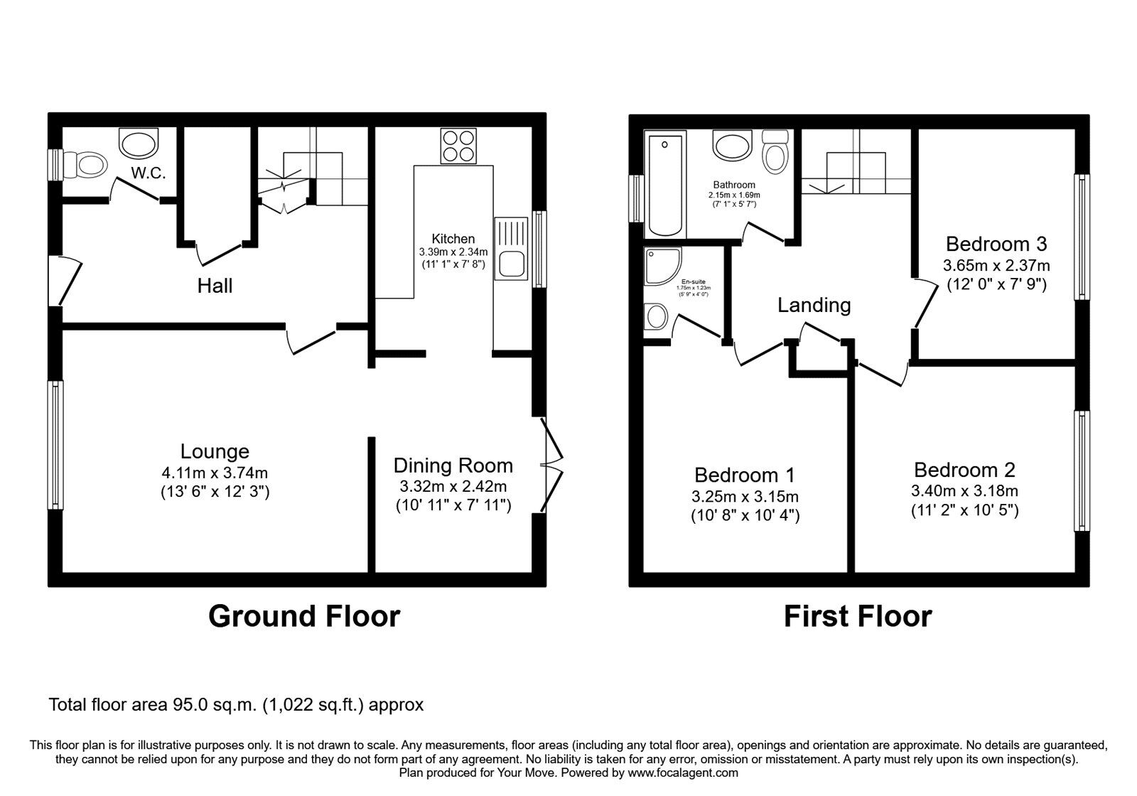 Floorplan of 3 bedroom Mid Terrace House to rent, Halifax Drive, Leegomery, Shropshire, TF1