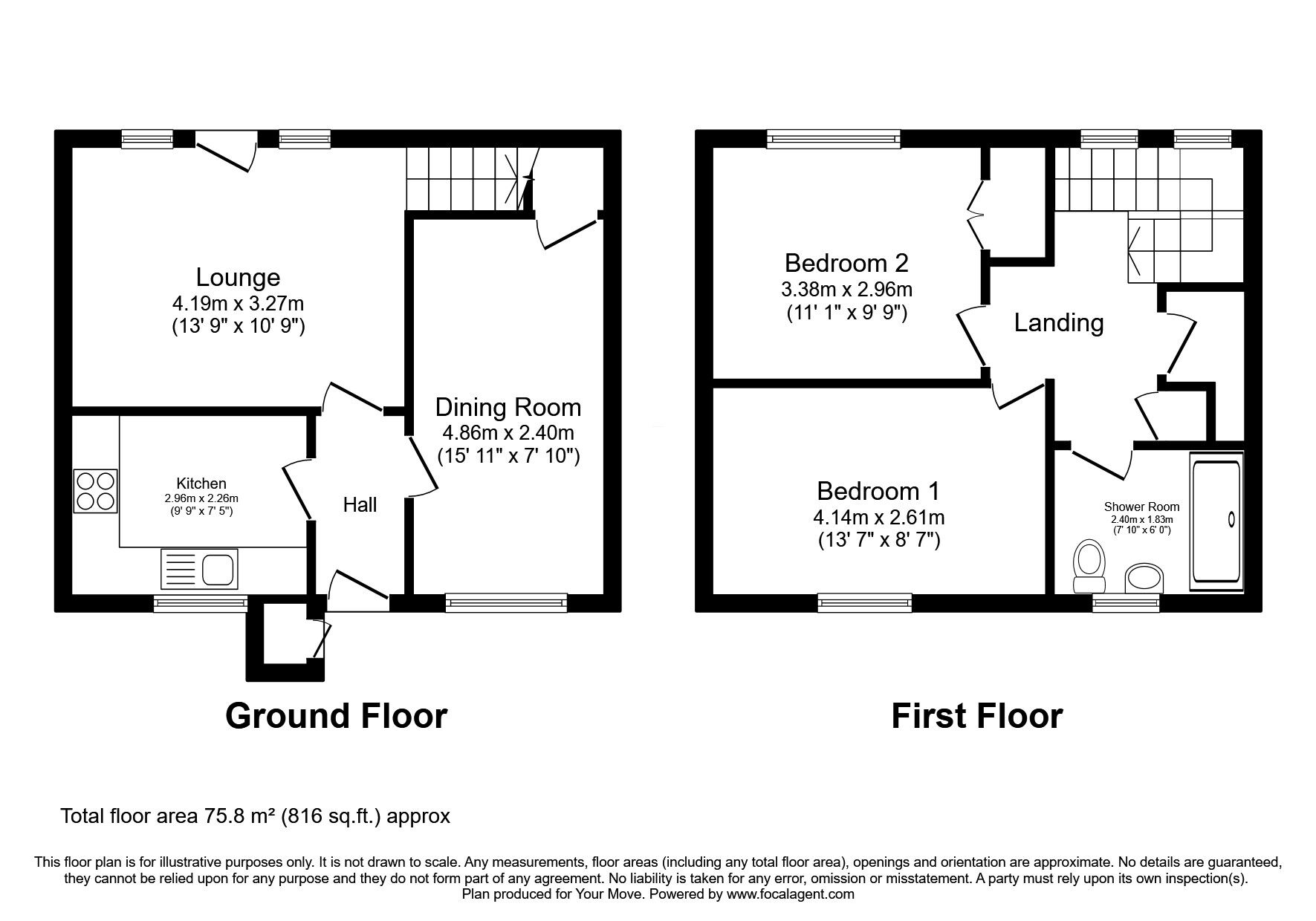 Floorplan of 2 bedroom Mid Terrace House to rent, Finchfield Lane, Wolverhampton, West Midlands, WV3