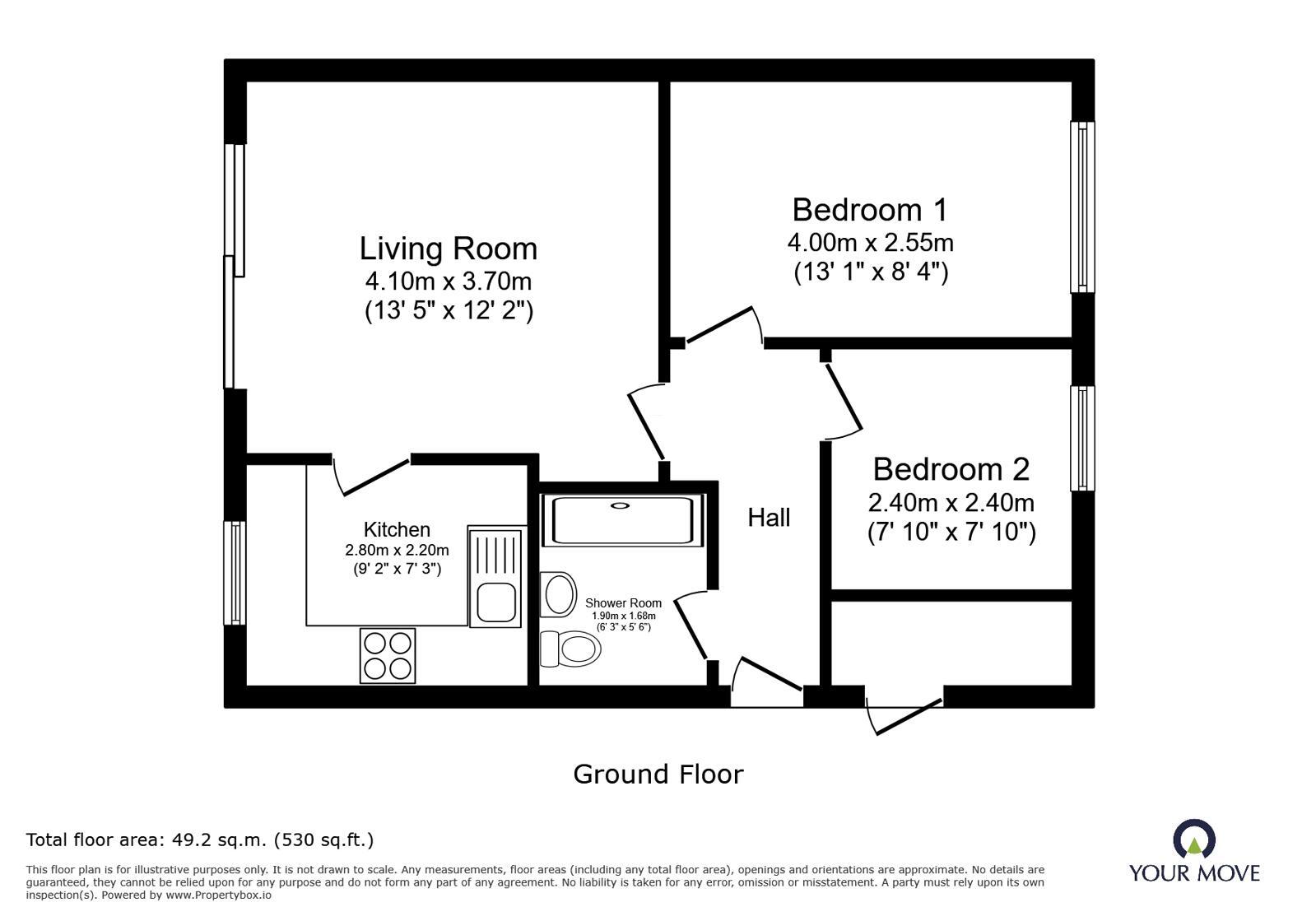 Floorplan of 2 bedroom Flat to rent, Brunslow Close, Wolverhampton, West Midlands, WV10