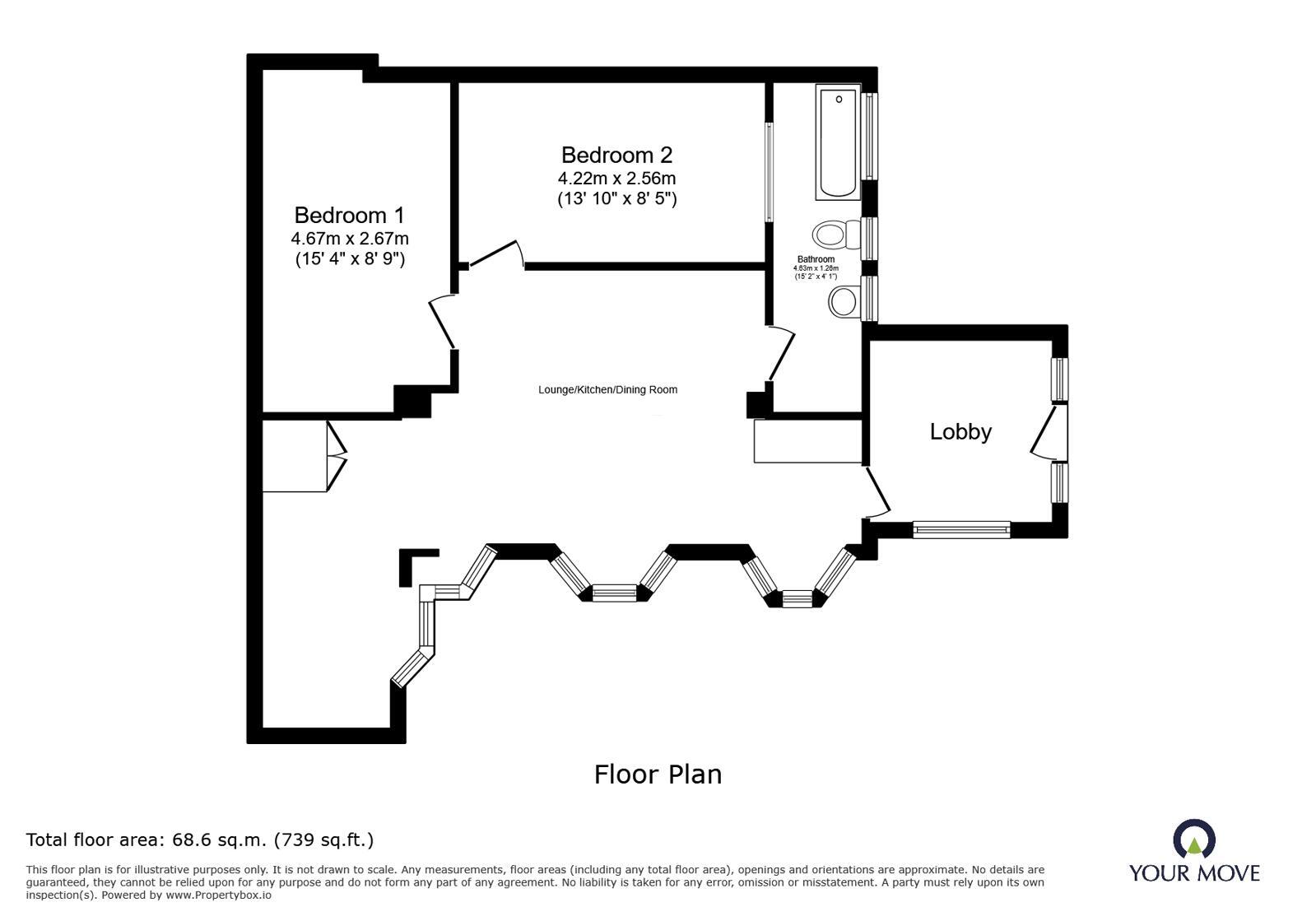 Floorplan of 2 bedroom Flat to rent, Bell Road, Trysull, Staffordshire, WV5