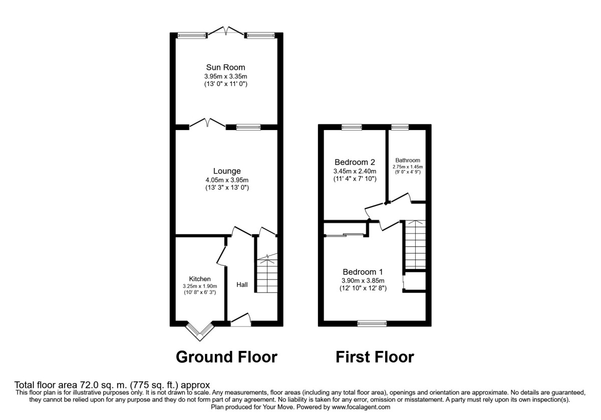 Floorplan of 2 bedroom Semi Detached House to rent, Church View, Wallsend, Tyne And Wear, NE28