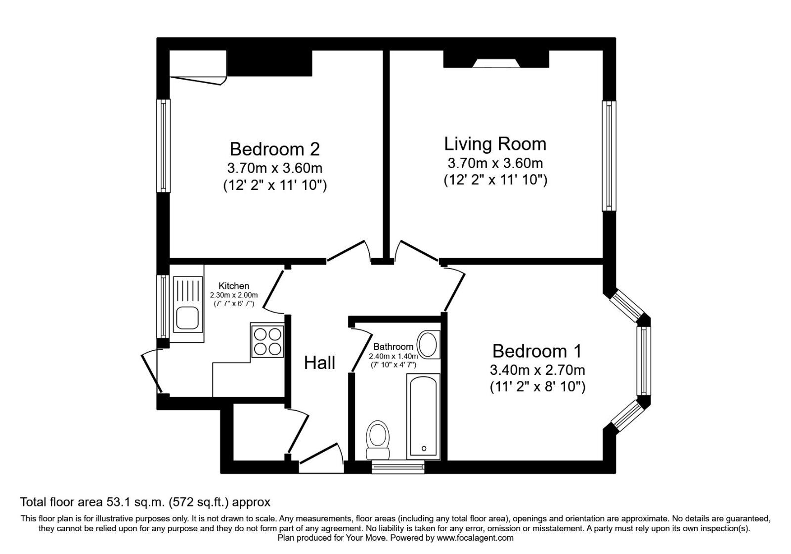 Floorplan of 2 bedroom  Flat to rent, Wallsend, Tyne and Wear, NE28